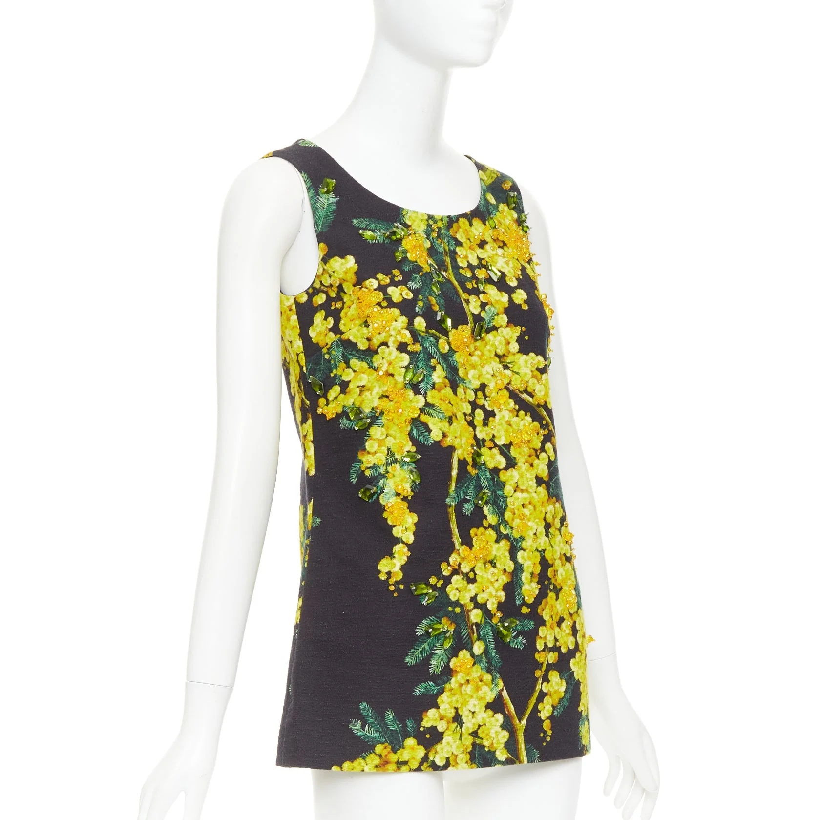 Women's Dolce Gabbana beaded mimosa acacia print floral tunic - Image 3