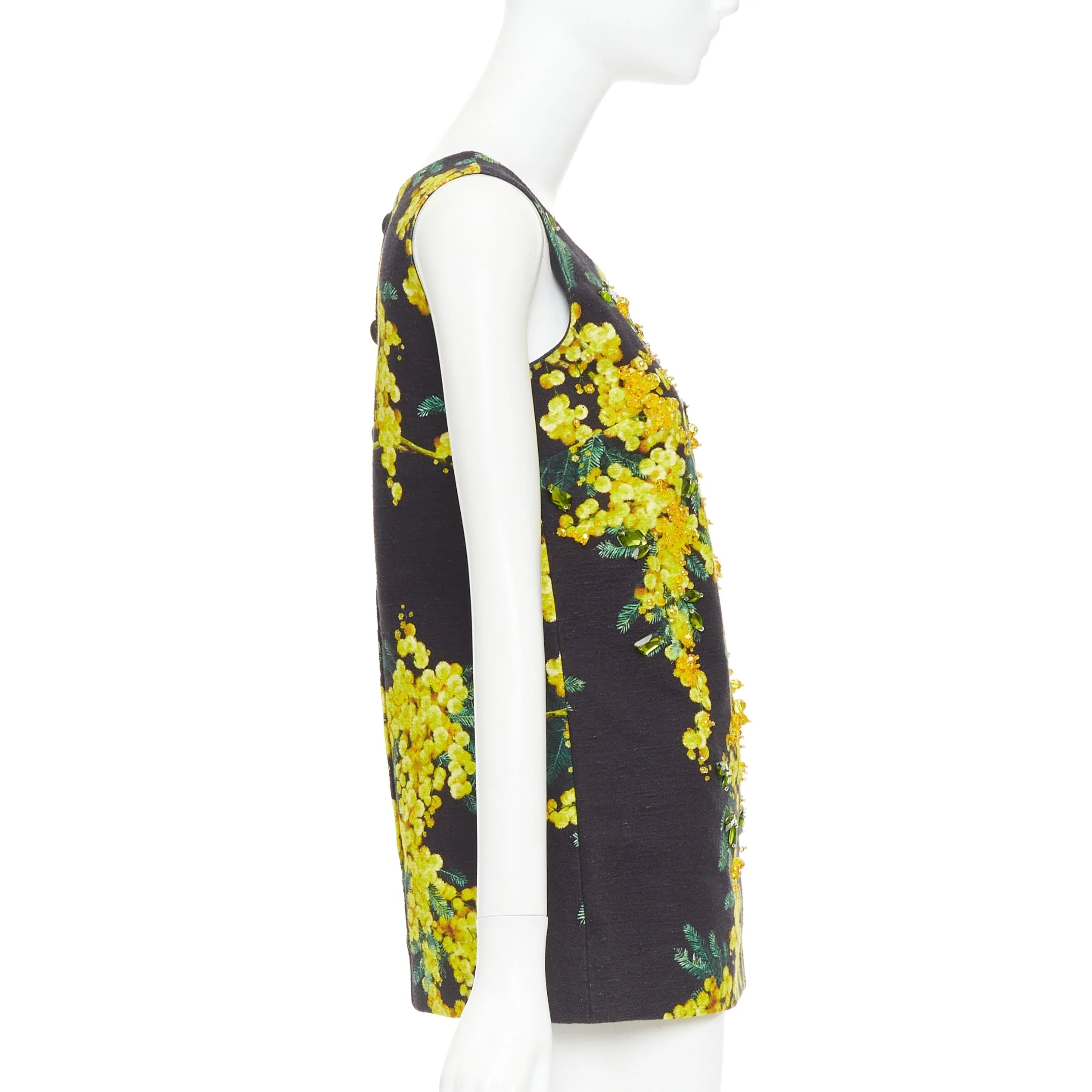Women's Dolce Gabbana beaded mimosa acacia print floral tunic - Image 4