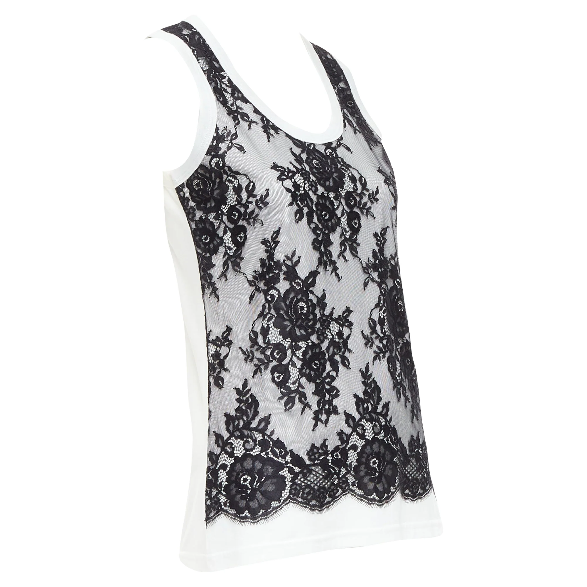 Women's Dolce & Gabbana cotton lace overlay tank top - Image 3