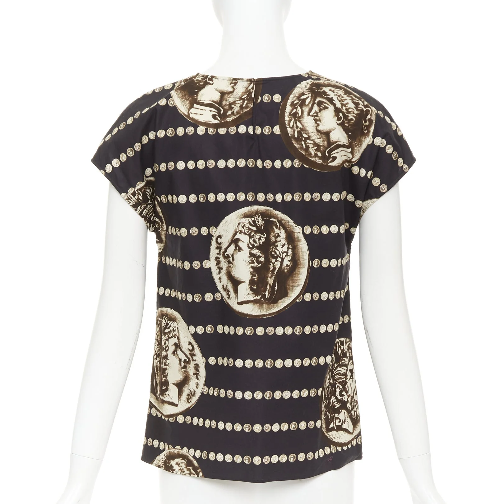 Women's Dolce Gabbana cotton roman coin print cap sleeves top - Image 5