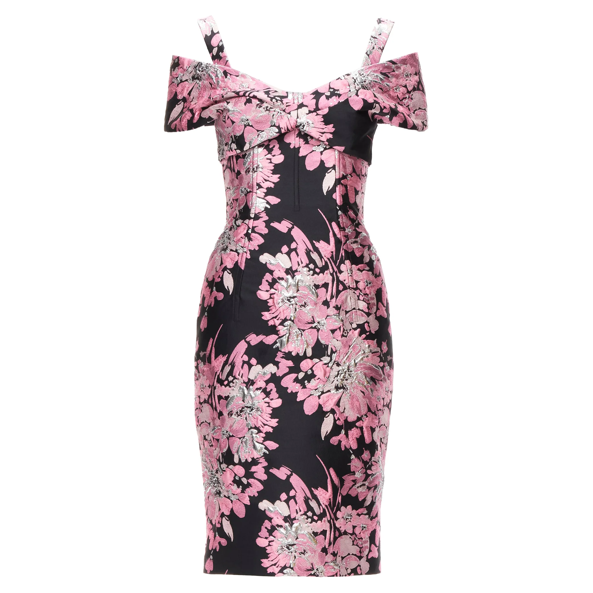 Women's Dolce Gabbana floral jacquard off shoulder corsetted dress