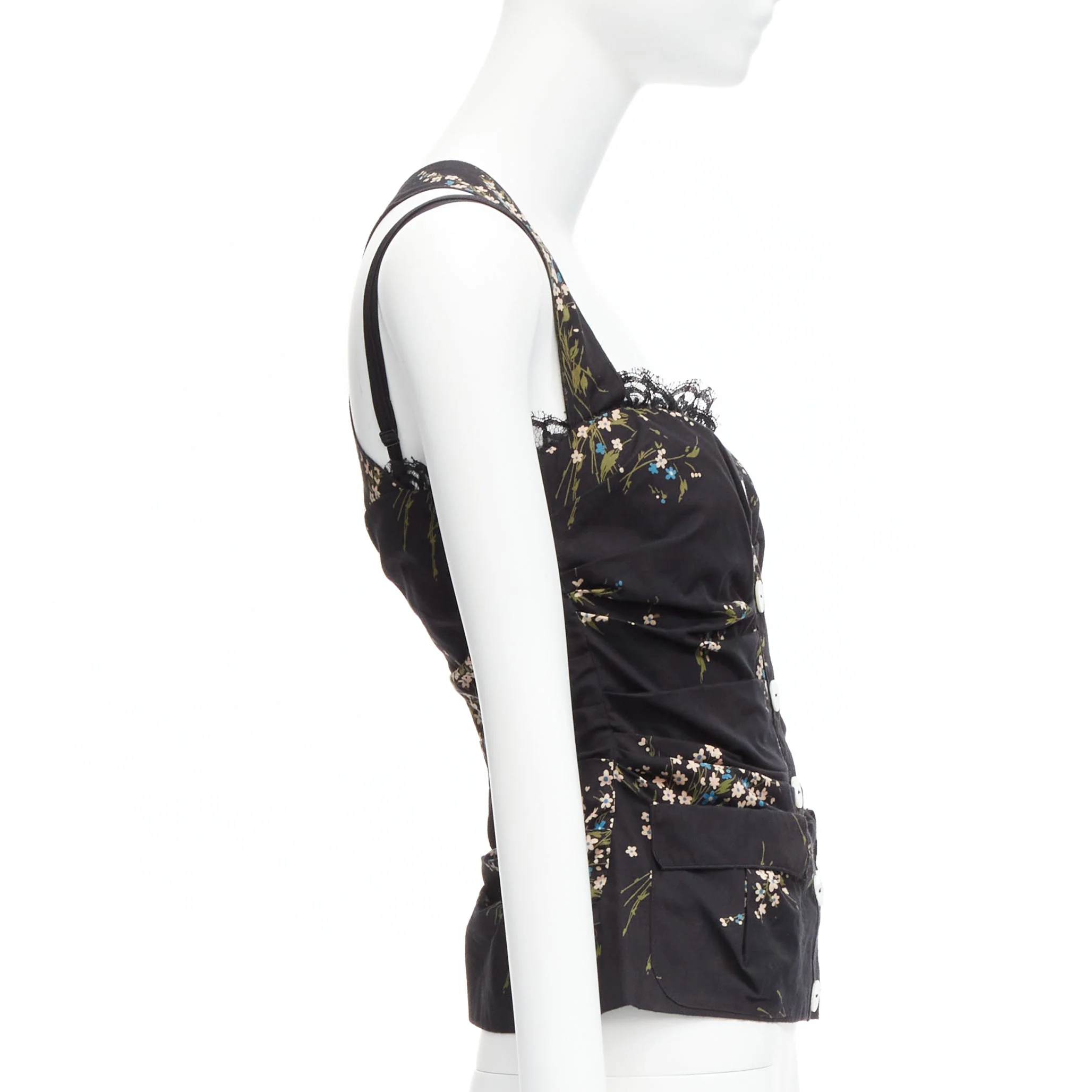 Women's Dolce & Gabbana floral print cross back lace trim corset top - Image 10