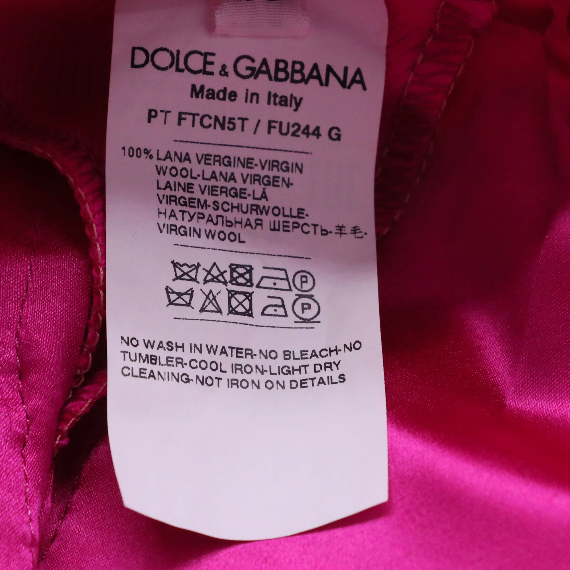 Women's Dolce & Gabbana High-Rise Tailored Trousers in Pink Wool - Image 5