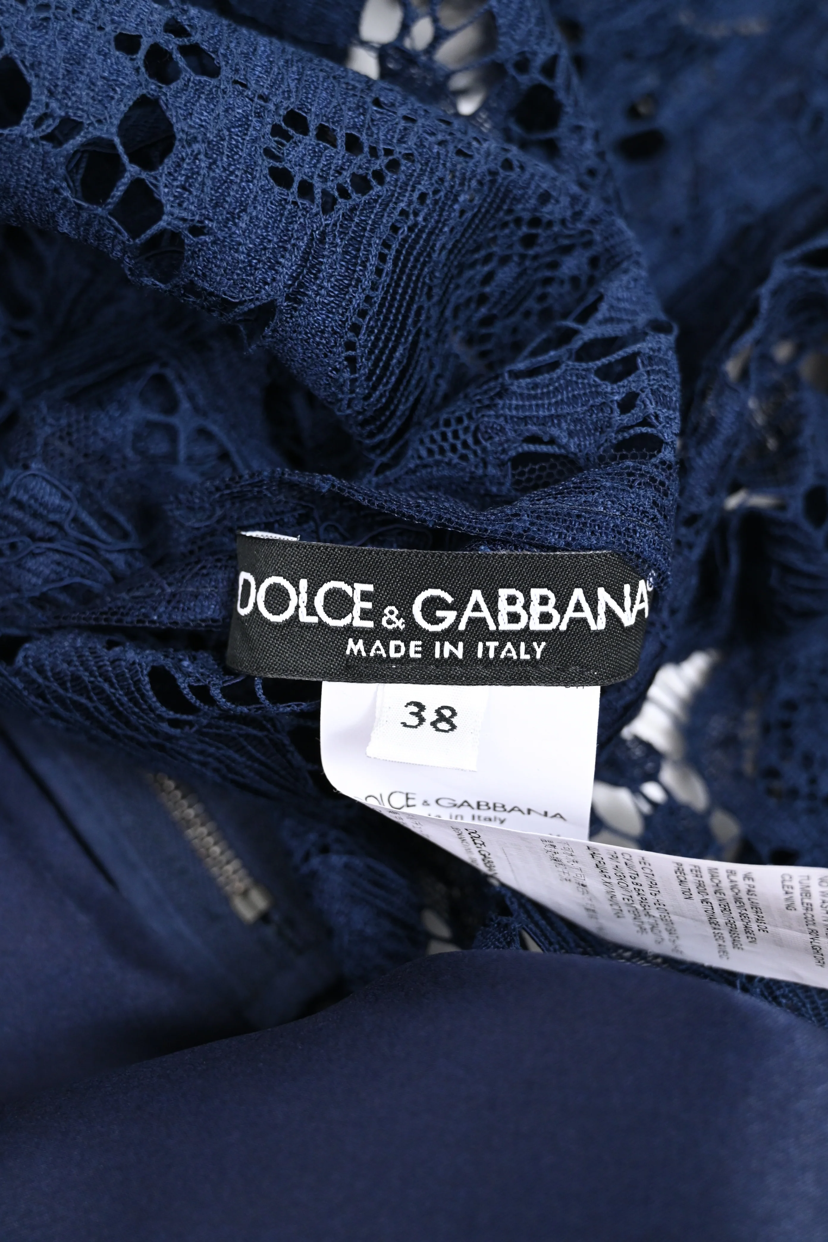Women's Dolce & Gabbana Lace Sleeveless Blouse in Navy Blue Cotton - Image 10