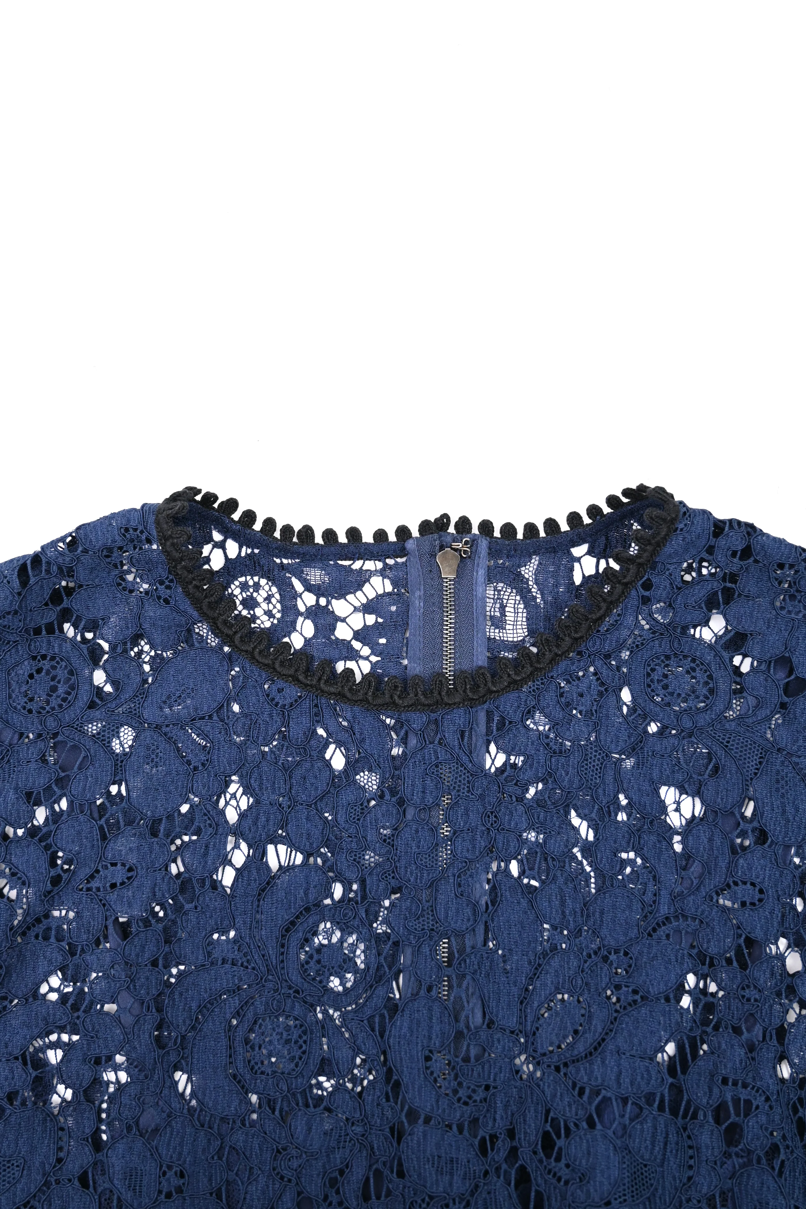 Women's Dolce & Gabbana Lace Sleeveless Blouse in Navy Blue Cotton - Image 9