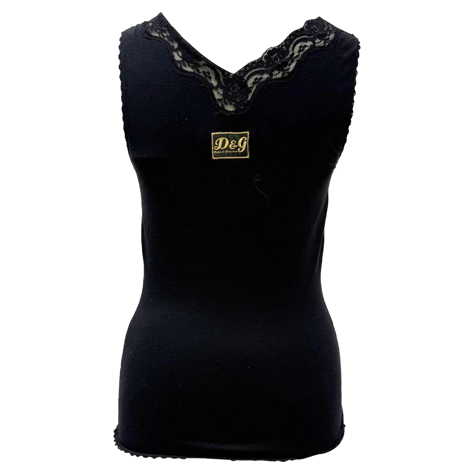 Women's Dolce & Gabbana Lace-Trimmed Camisole Top in Black Cotton - Image 5