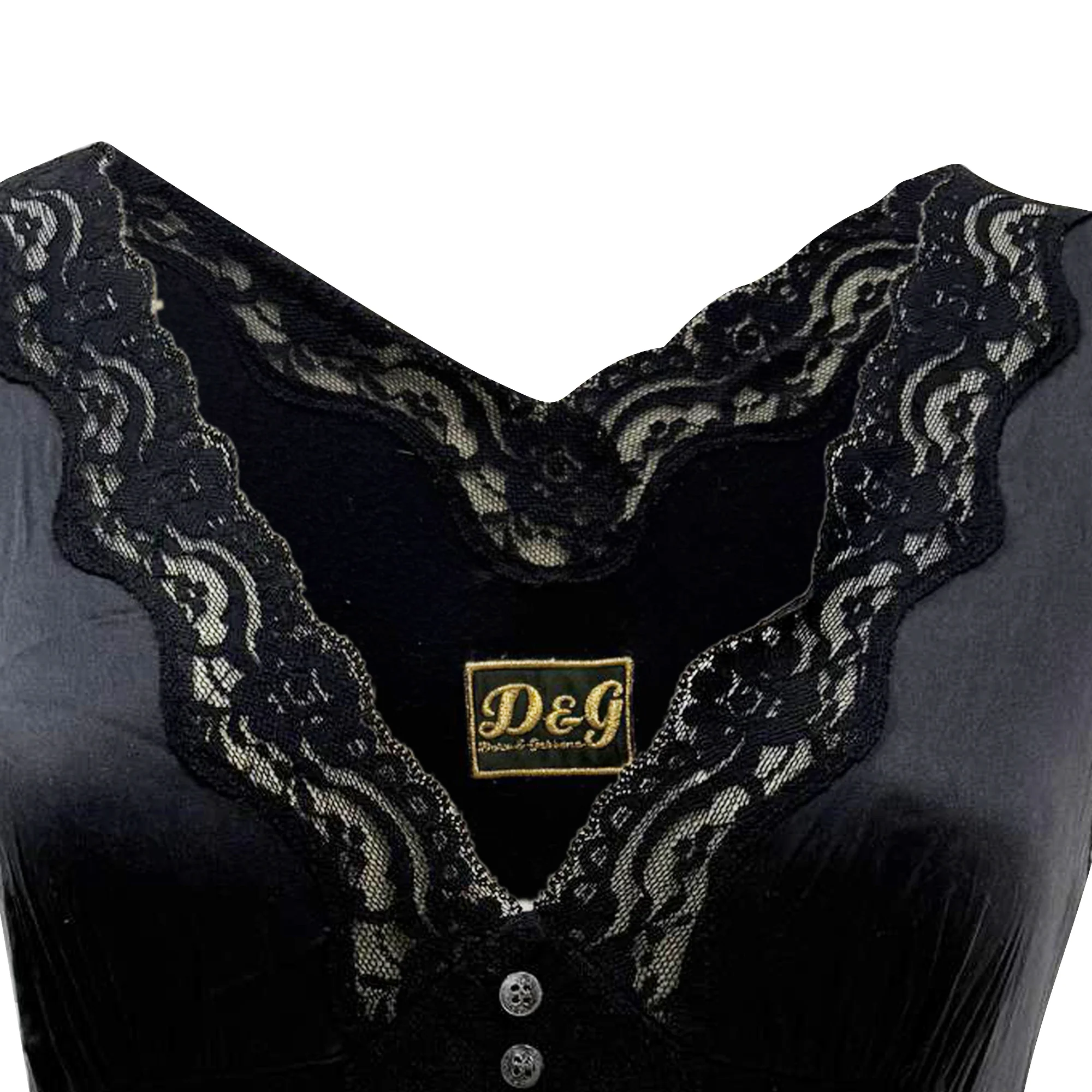 Women's Dolce & Gabbana Lace-Trimmed Camisole Top in Black Cotton - Image 6