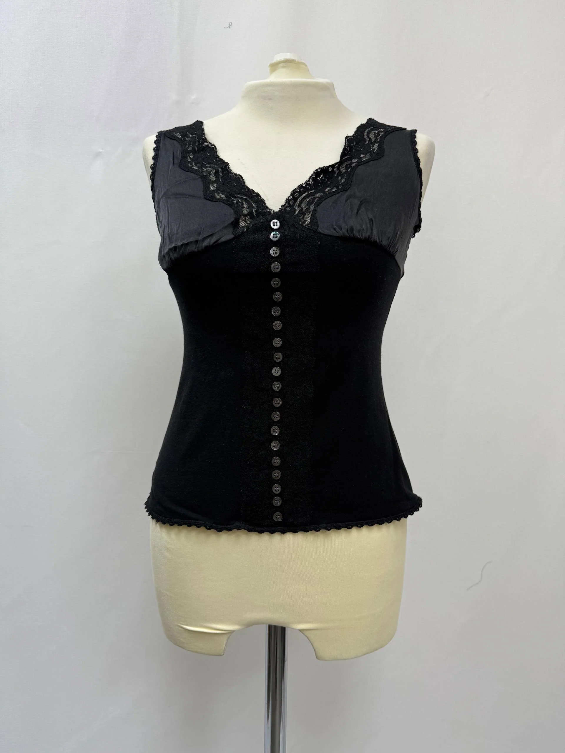 Women's Dolce & Gabbana Lace-Trimmed Camisole Top in Black Cotton - Image 8