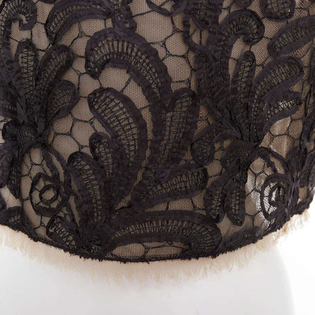 Women's Dolce Gabbana overlay applique lace crew neck crop top - Image 7