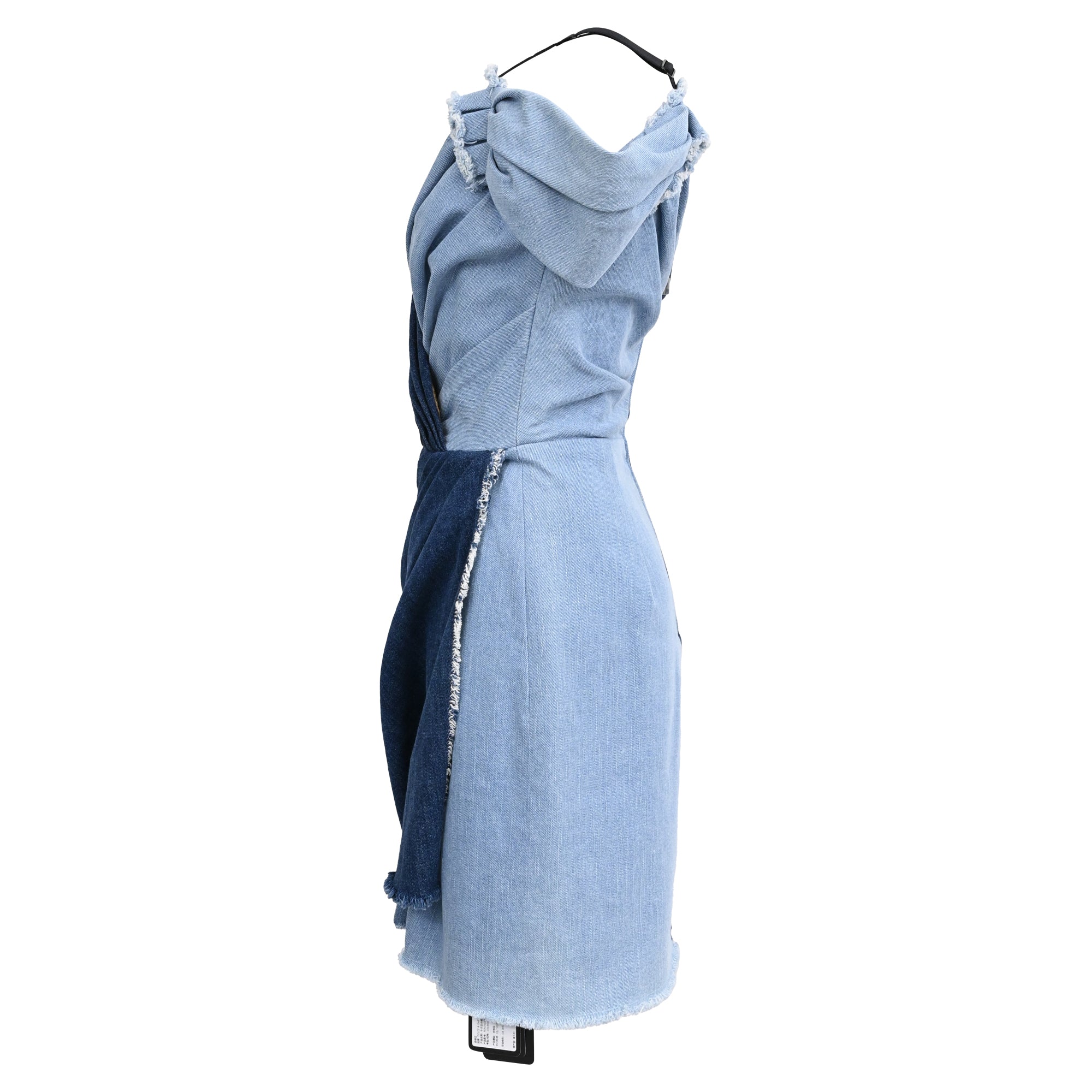 Women's Dolce & Gabbana Patchwork Two Tone Mini Dress in Blue Denim - Image 2
