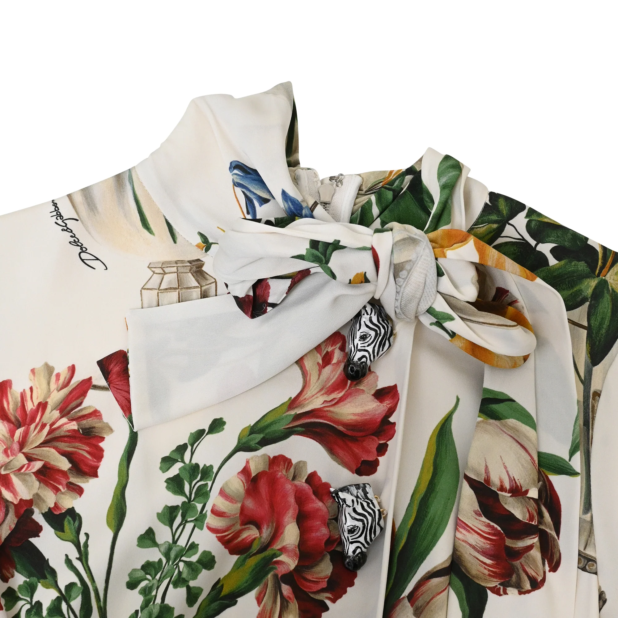 Women's Dolce & Gabbana Printed Stretch Ruched Mini Dress in Multicolor Silk - Image 4