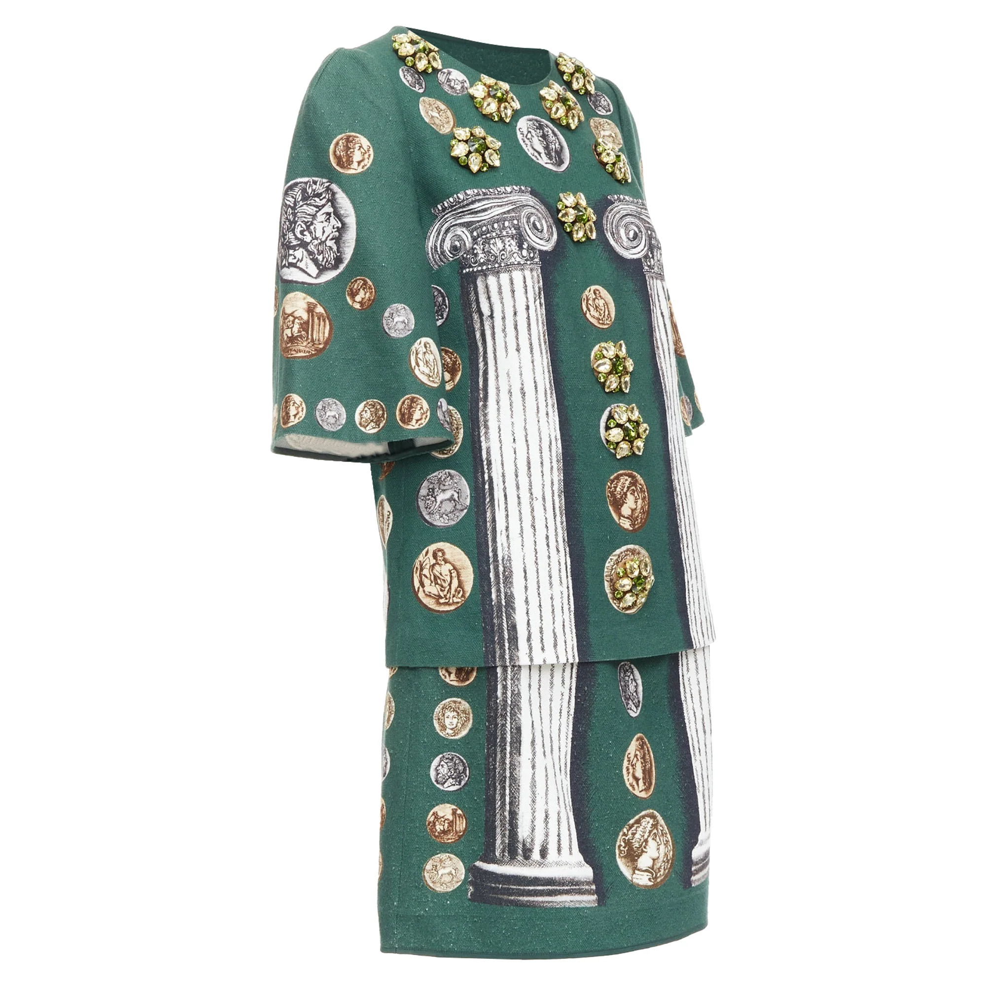 Women's Dolce Gabbana Roman Coin Column Bejeweled Dress - Image 3