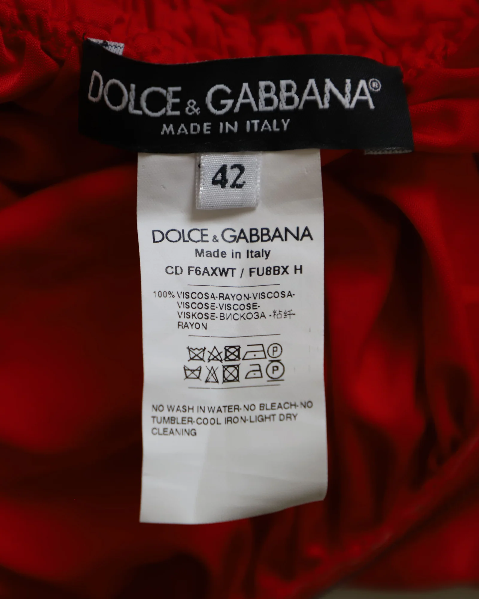 Women's Dolce & Gabbana Ruched Mini Dress in Red Viscose - Image 6