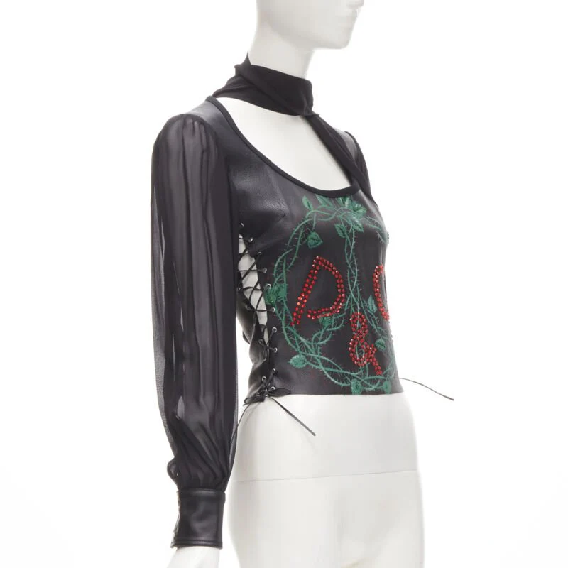 Women's Dolce & Gabbana scaled leather corset blouse - Image 9