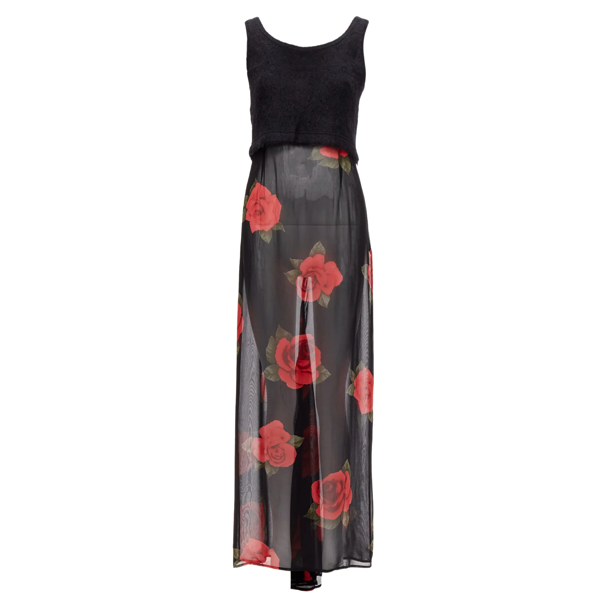 Women's Dolce & Gabbana sheer rose dress cropped sweater vest set