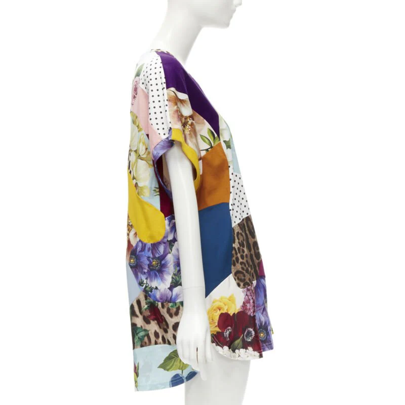 Women's Dolce & Gabbana Sicilian Patchwork cap sleeve cotton casual dress - Image 10