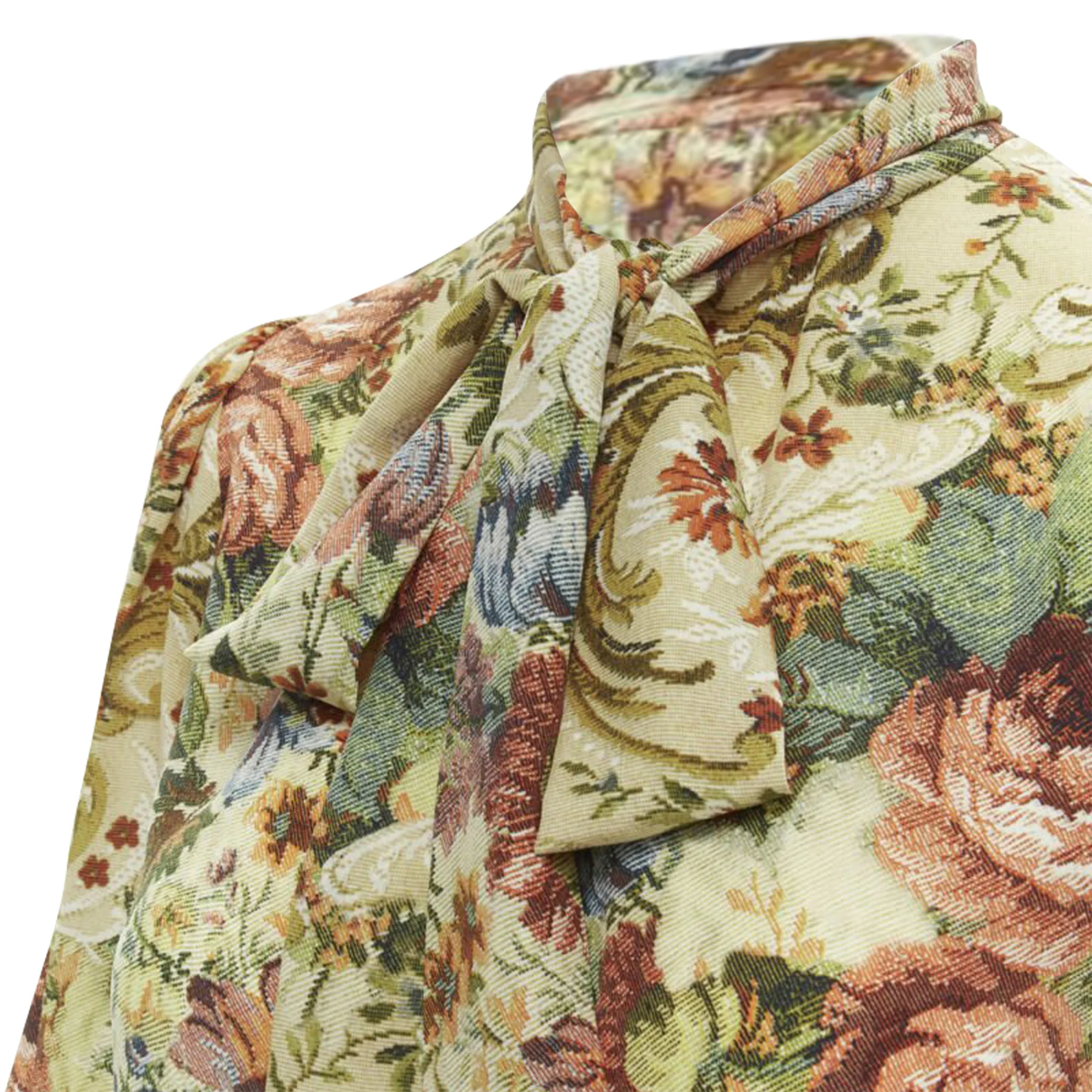 Women's Dolce & Gabbana silk tapestry floral print tie neck blouse - Image 2