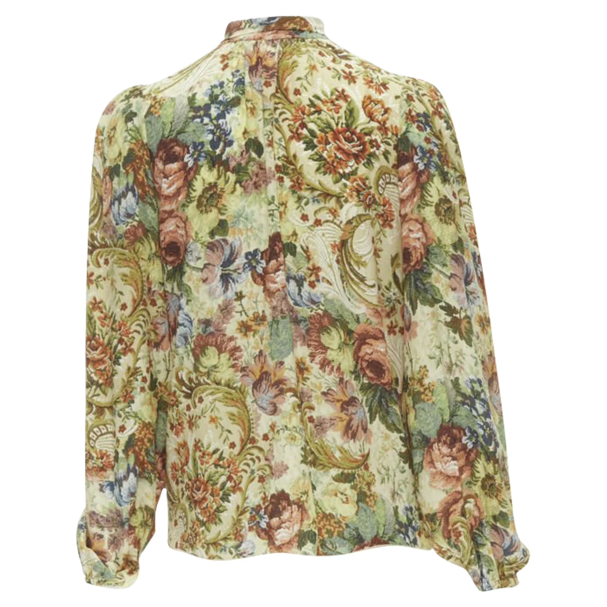 Women's Dolce & Gabbana silk tapestry floral print tie neck blouse - Image 5