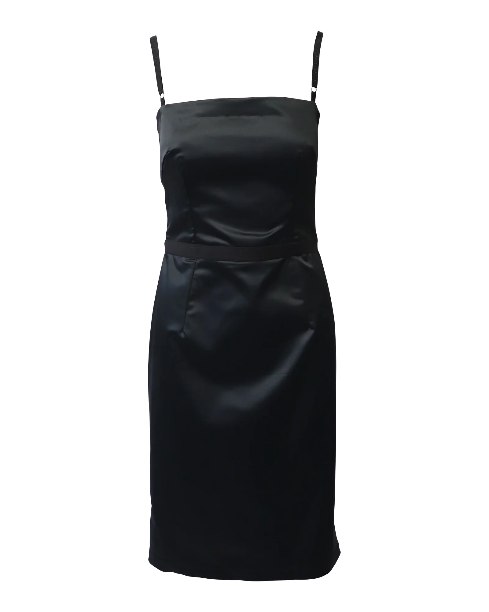 Women's Dolce & Gabbana Spaghetti Strap Midi Dress in Black Polyamide