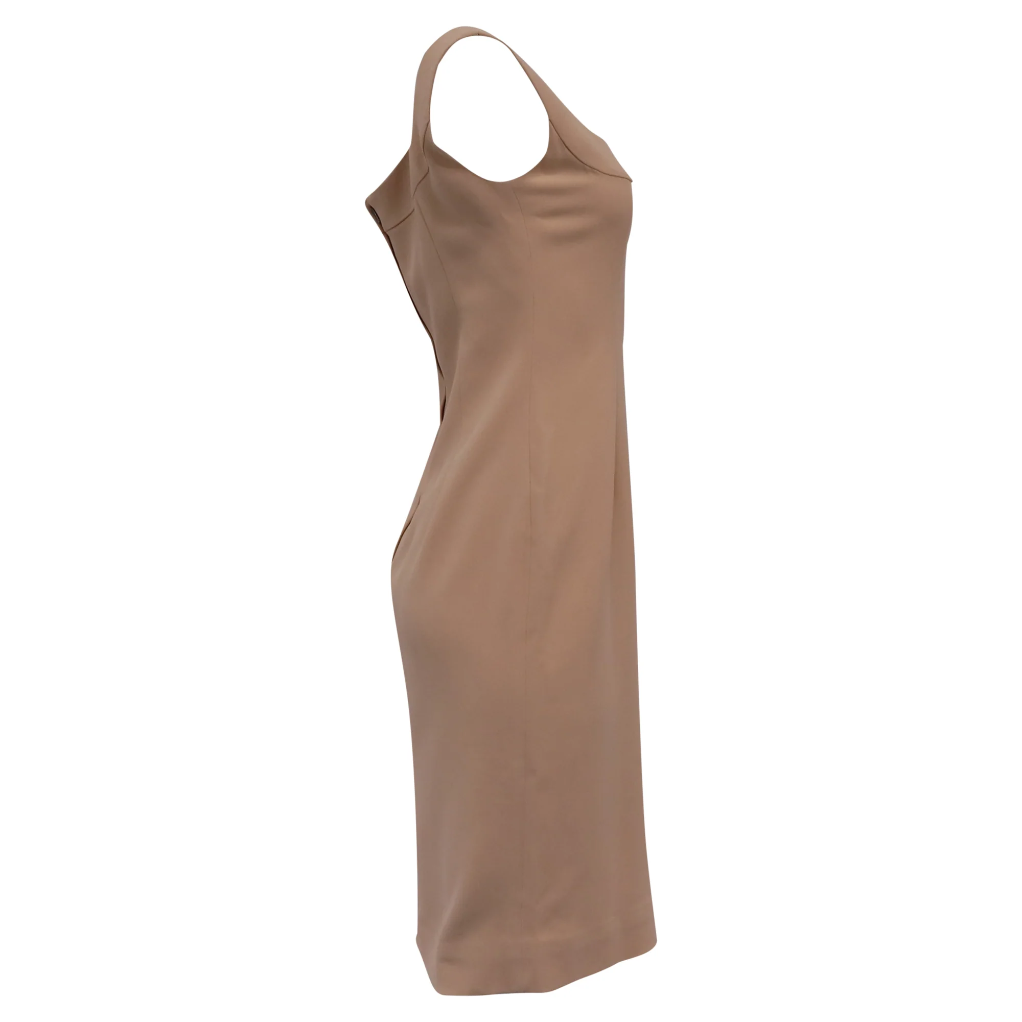 Women's  Dolce & Gabbana Square-Neck Sleeveless Midi Dress in Beige Viscose - Image 3