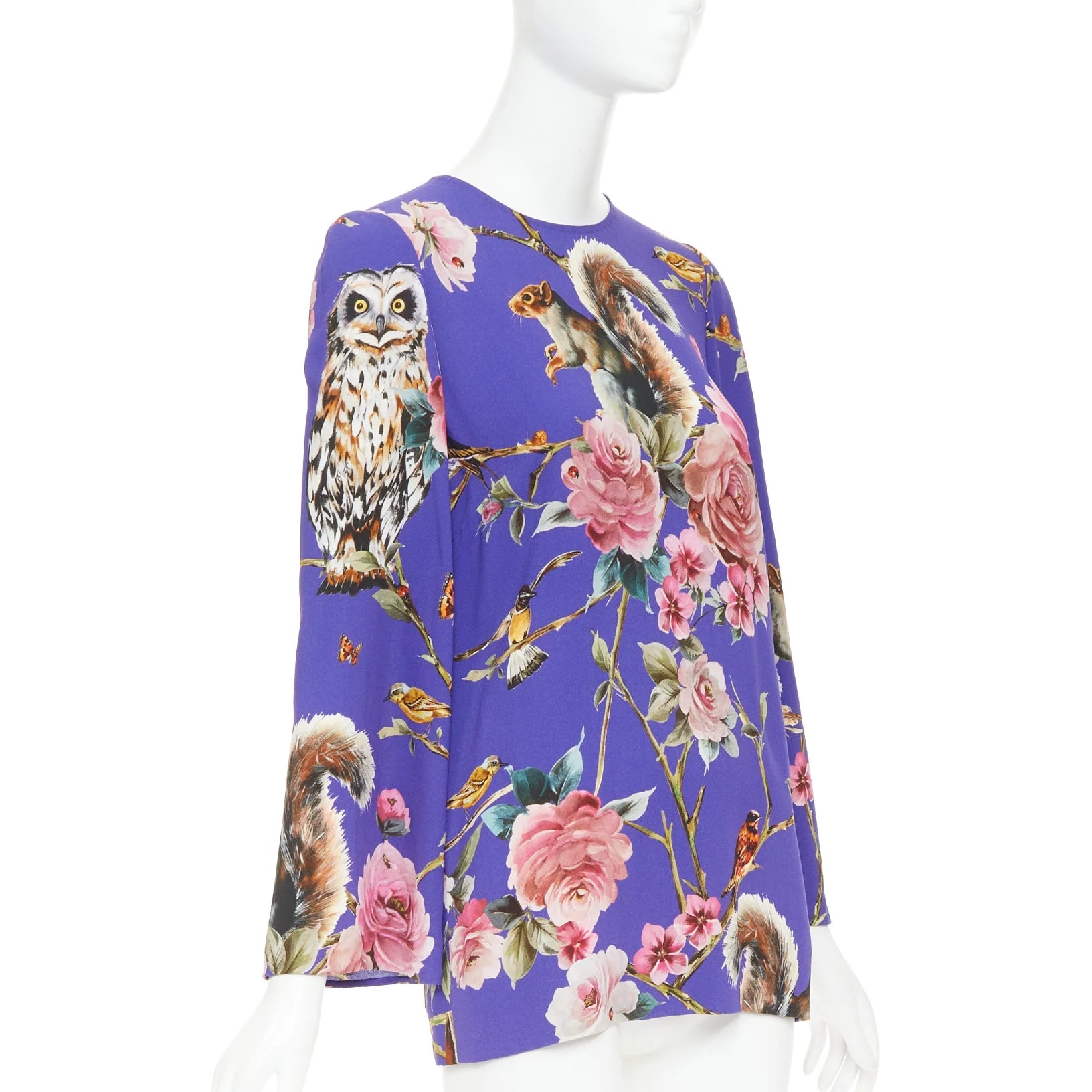 Women's Dolce Gabbana squirrel floral print cropped sleeve tunic top - Image 3