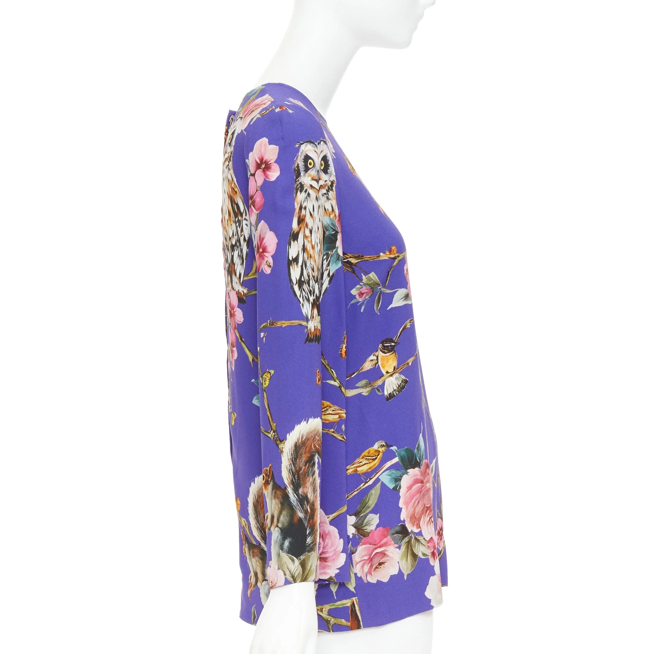 Women's Dolce Gabbana squirrel floral print cropped sleeve tunic top - Image 4