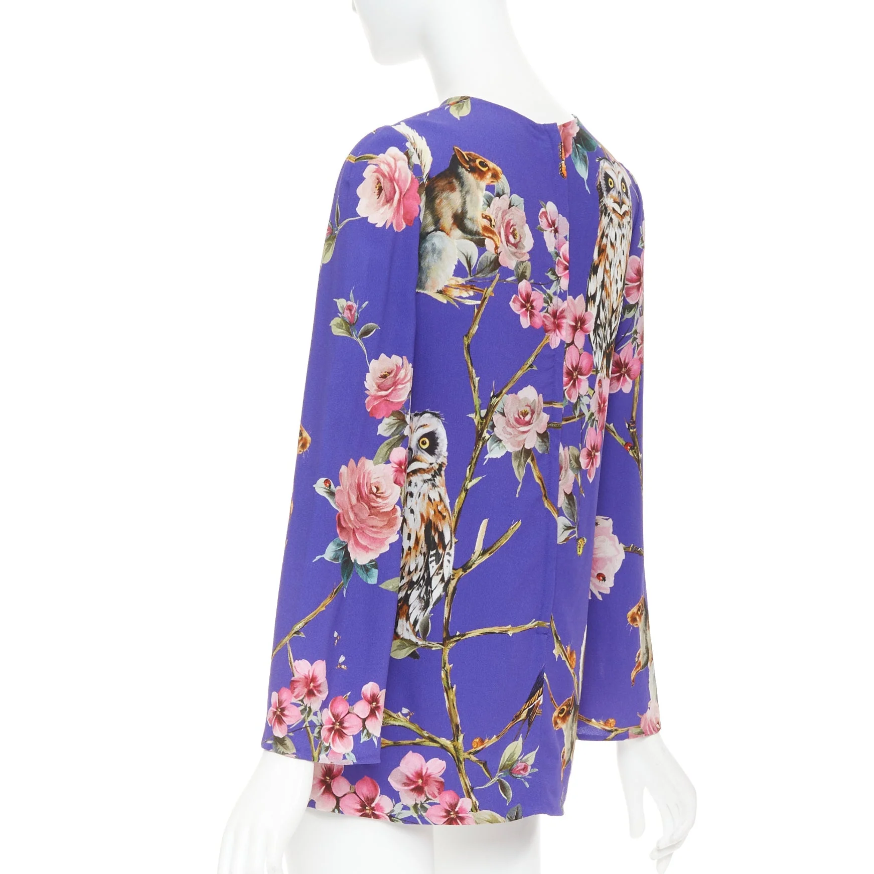 Women's Dolce Gabbana squirrel floral print cropped sleeve tunic top - Image 6
