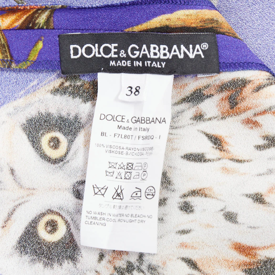 Women's Dolce Gabbana squirrel floral print cropped sleeve tunic top - Image 8