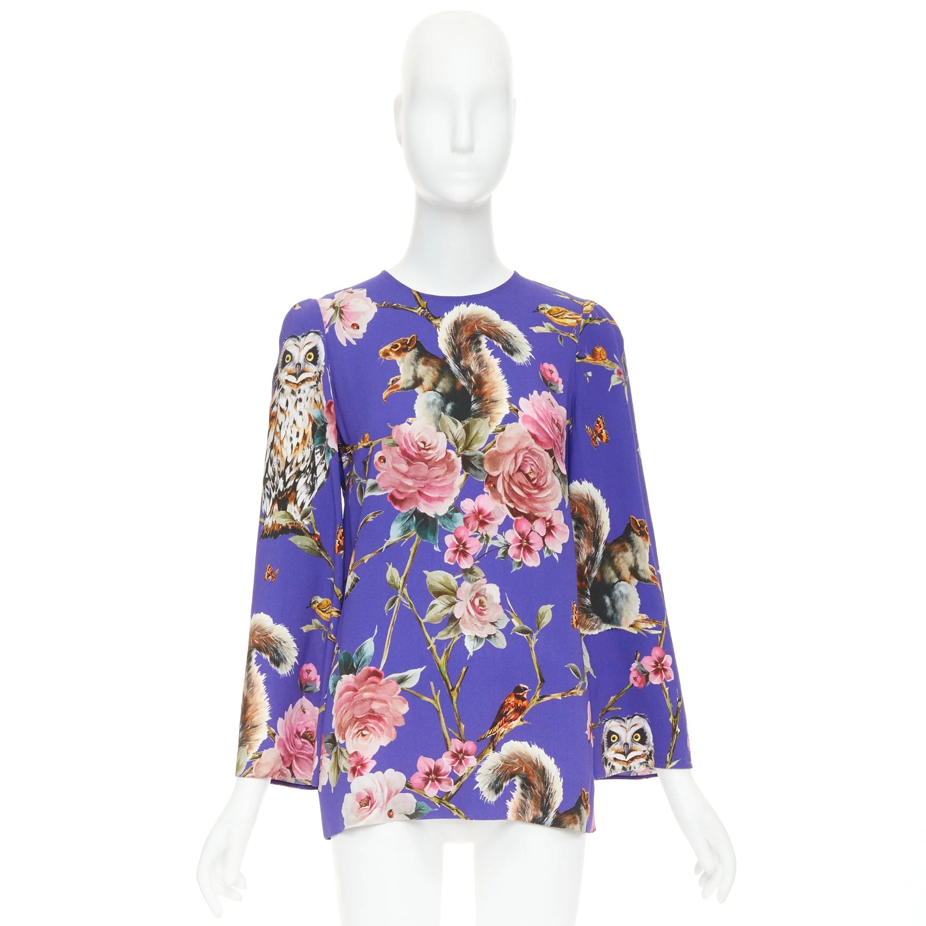 Women's Dolce Gabbana squirrel floral print cropped sleeve tunic top - Image 9