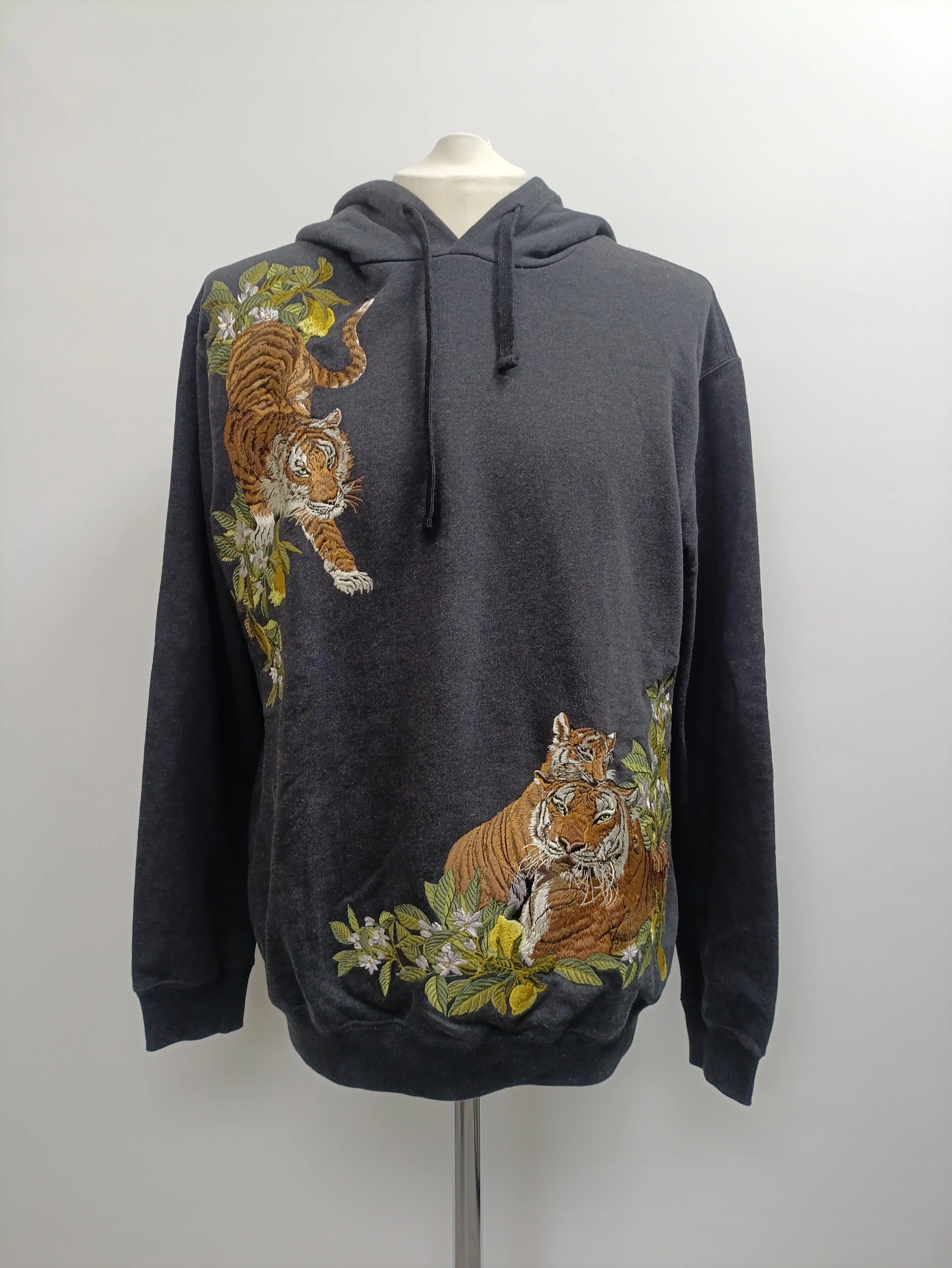 Women's  Dolce & Gabbana Tiger-Embroidered Hoodie in Grey Cotton - Image 6