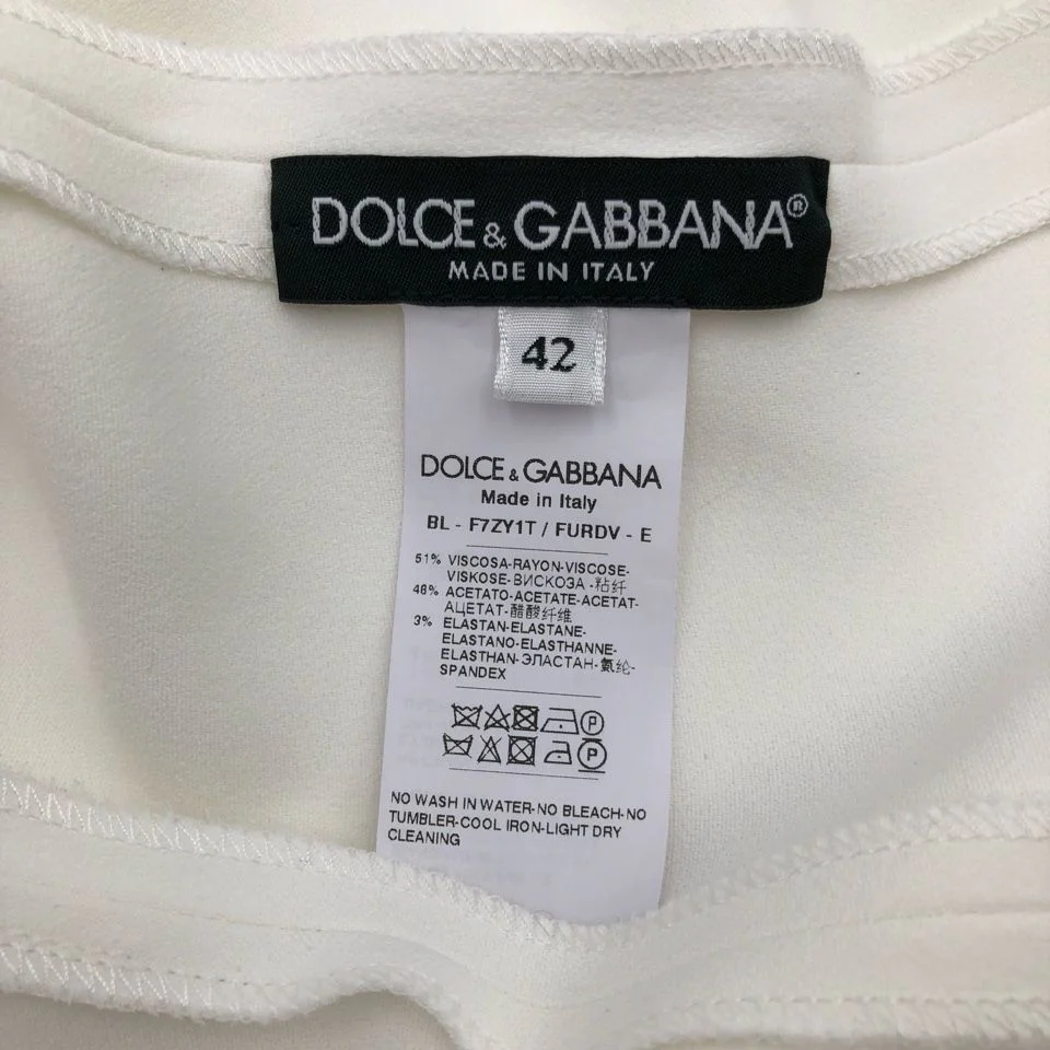 Women's Dolce & Gabbana top in cream with shoulder ruffle - Image 2