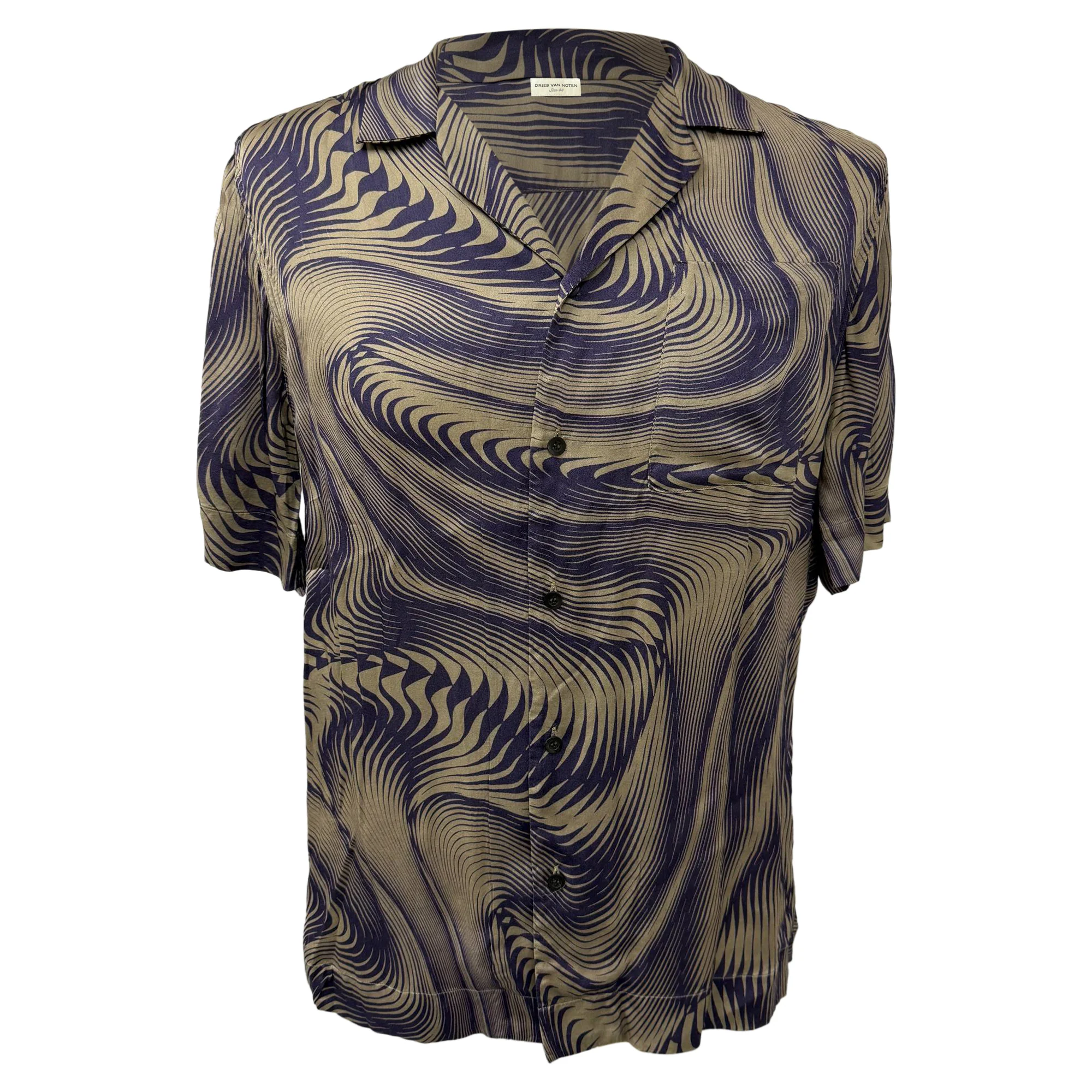 Men's Dries Van Noten Carltone Geometric Print Shirt in Multicolor Viscose