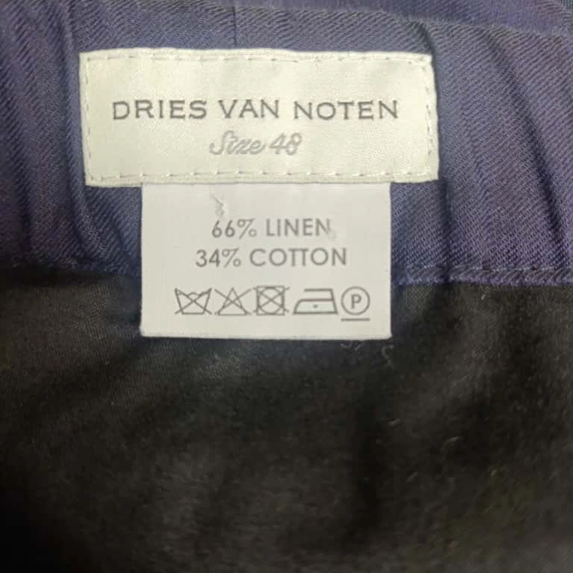 Men's Dries Van Noten Drawstring Straight-Leg Trousers in Navy Blue Linen - Image 6