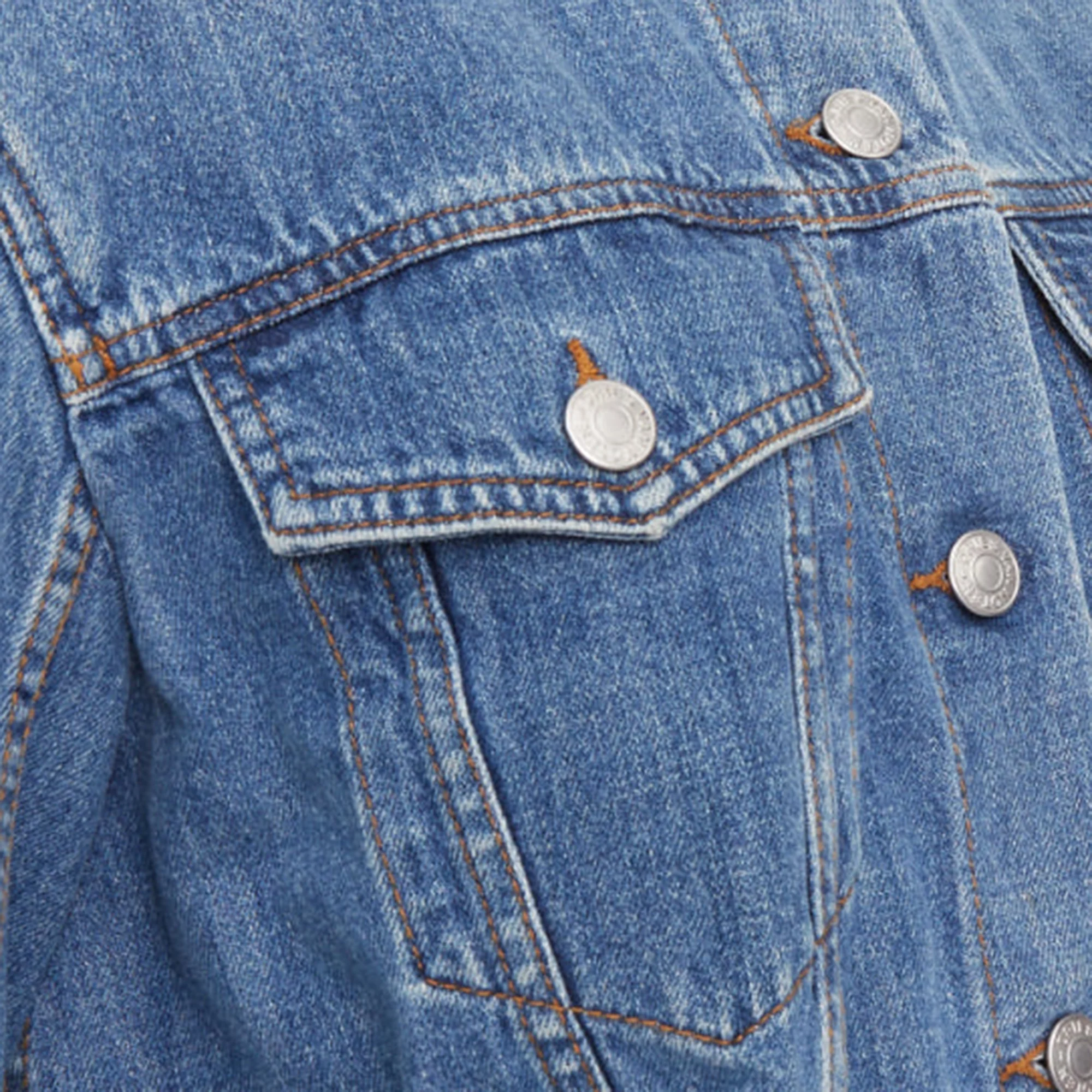 Women's DRIES VAN NOTEN 2017 blue washed distressed 3/4 sleeve crop denim jacket FR38 M - Image 8