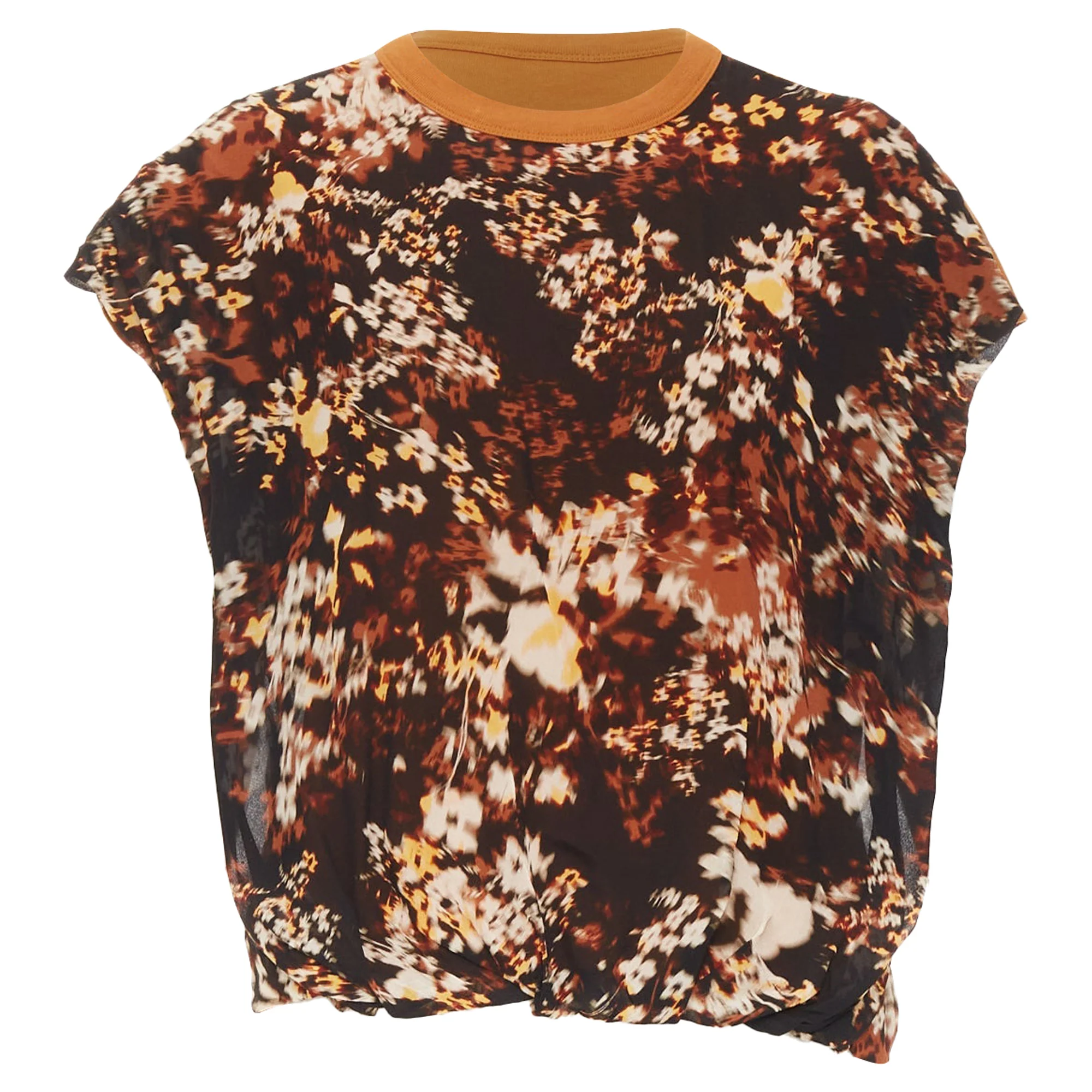 Women's DRIES VAN NOTEN 2021 Hernet brown black cotton blurry floral cap sweater S