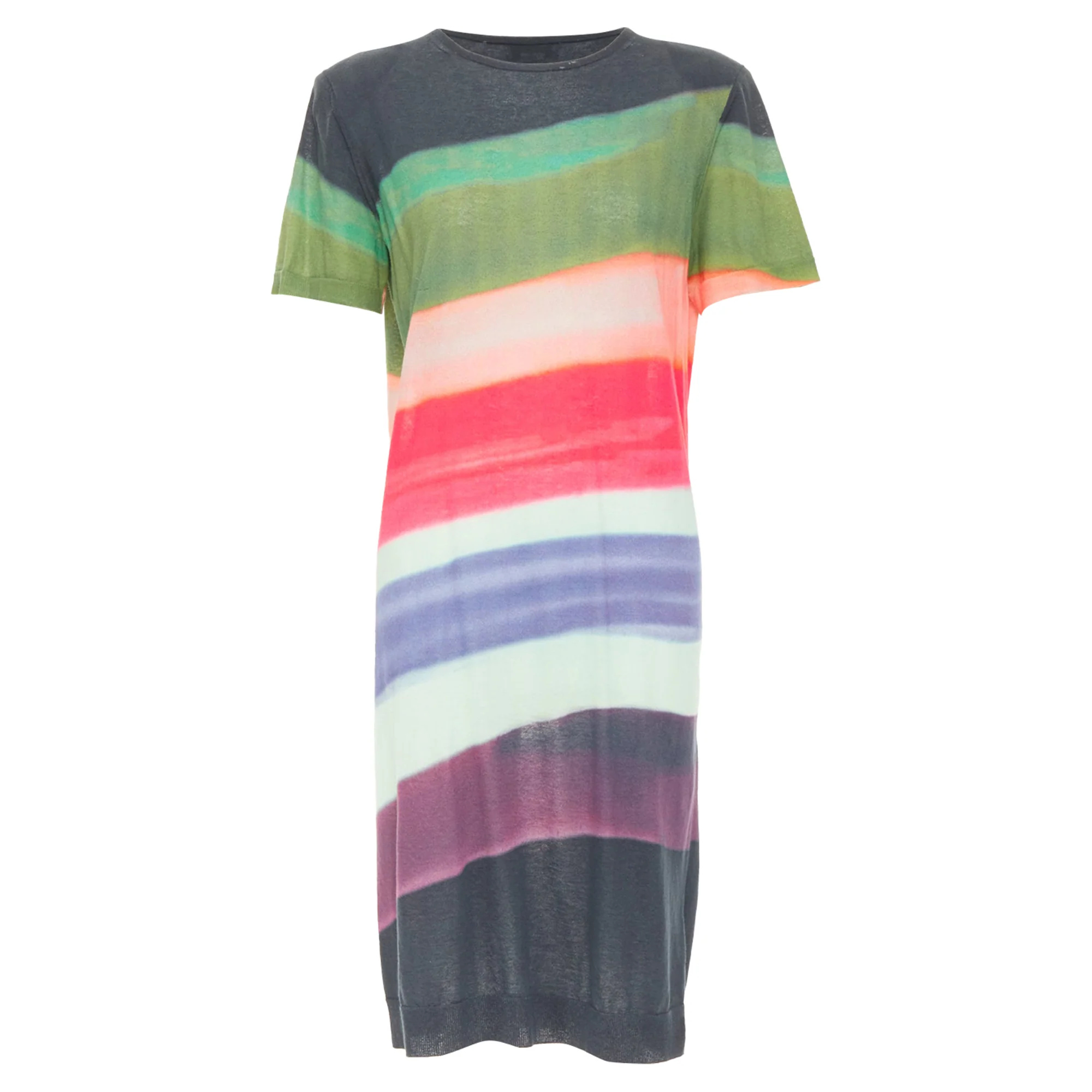 Women's DRIES VAN NOTEN 2021 Len Lye  Runway multicolor  shoulder pad tshirt dress S - Image 9