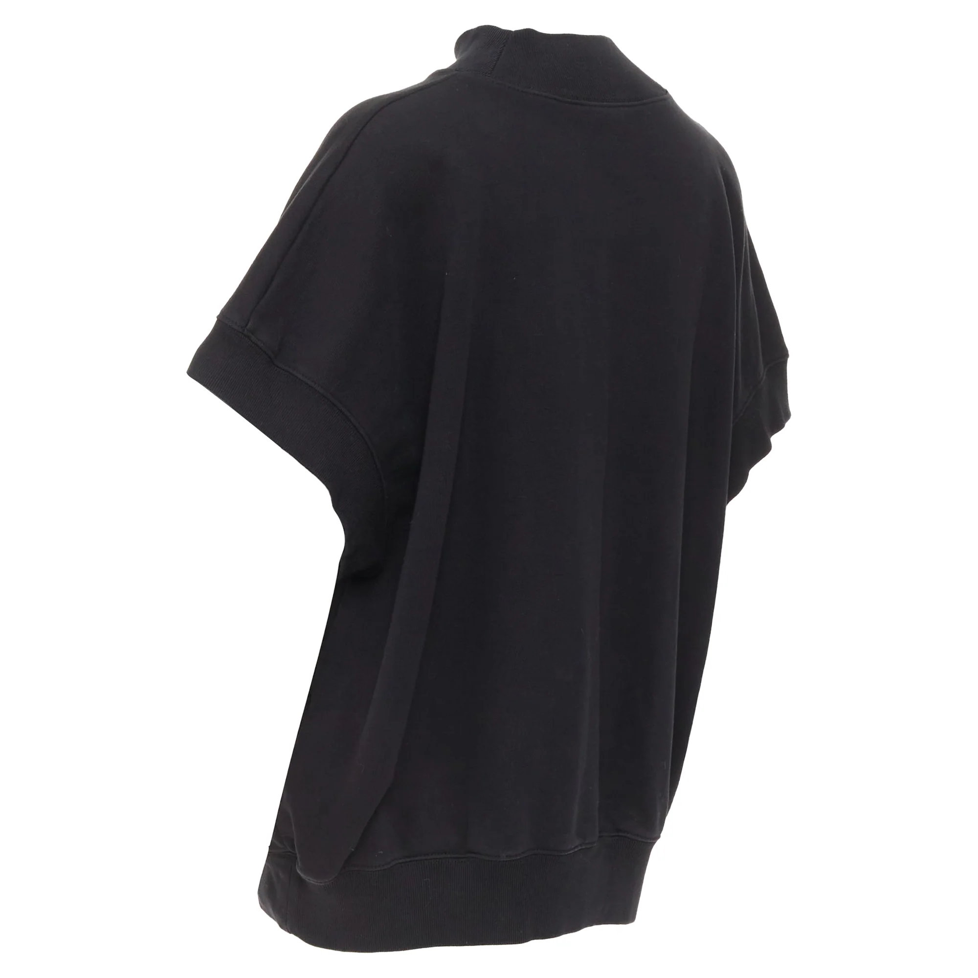 Women's DRIES VAN NOTEN black cotton mock neck dolman short sleeves boxy sweatshirt XS - Image 6