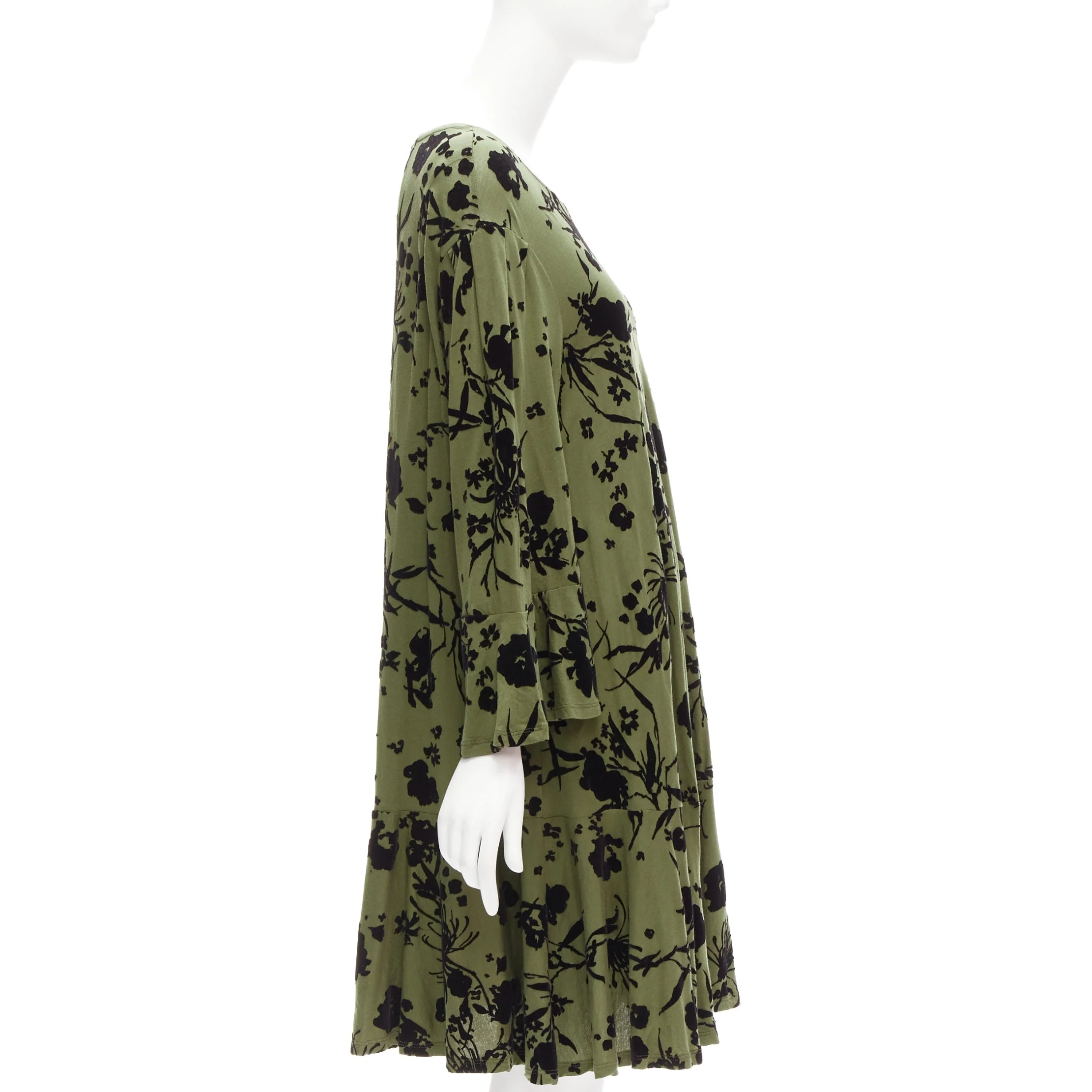 Women's Dries Van Noten cotton floral bell sleeve flutter dress - Image 10