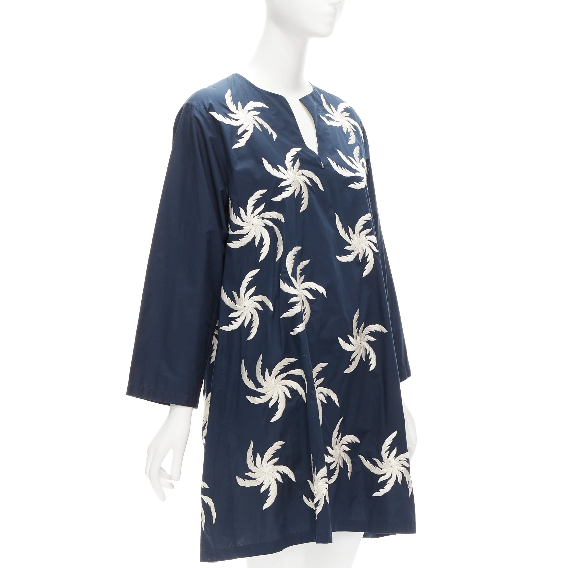 Women's Dries Van Noten cotton floral embroidery boxy dress - Image 9