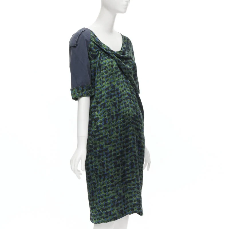 Women's Dries Van Noten draped silk contrast short sleeve dress - Image 10