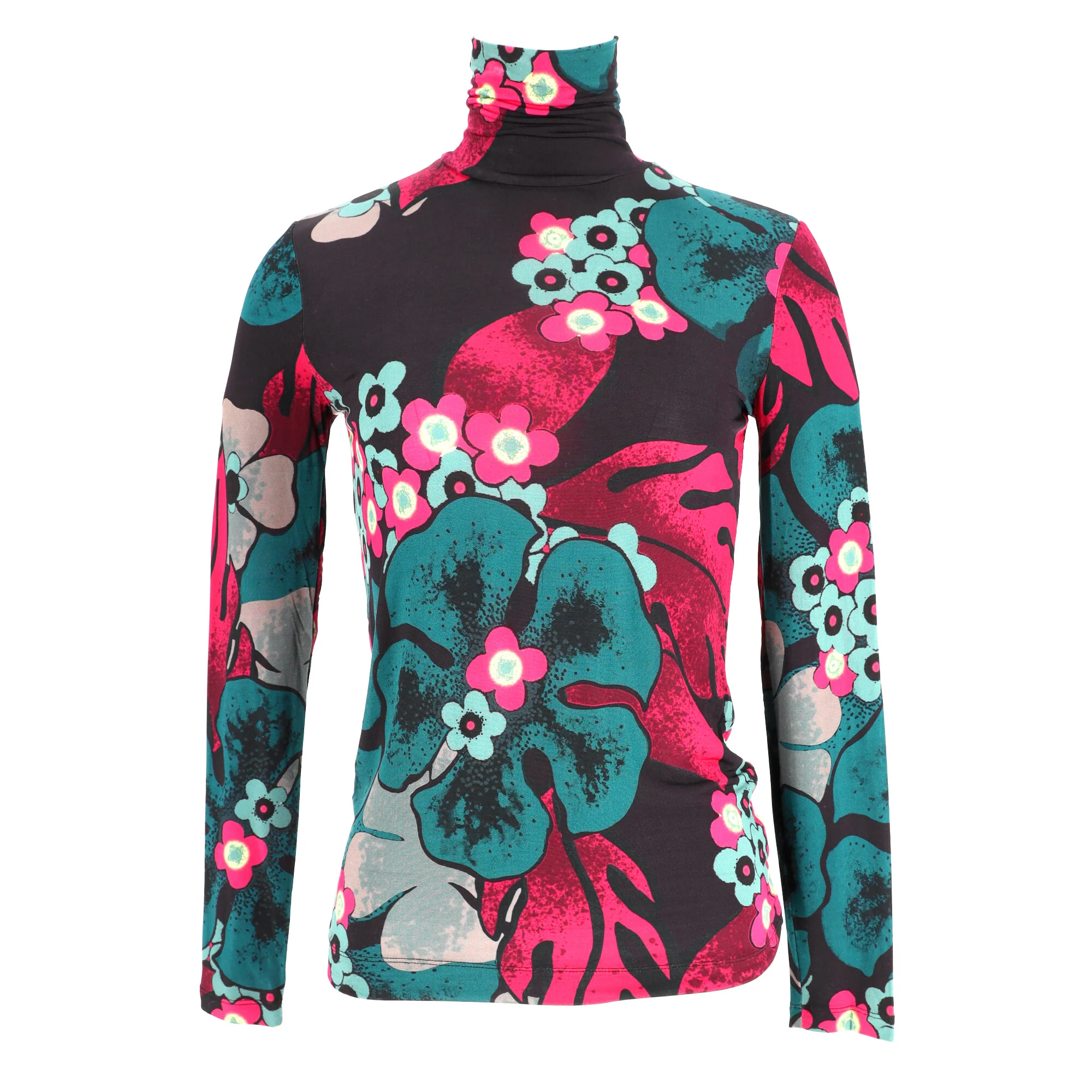 Women's Dries Van Noten Floral-Print Turtleneck Long Sleeve Top in Multicolor Rayon - Image 7