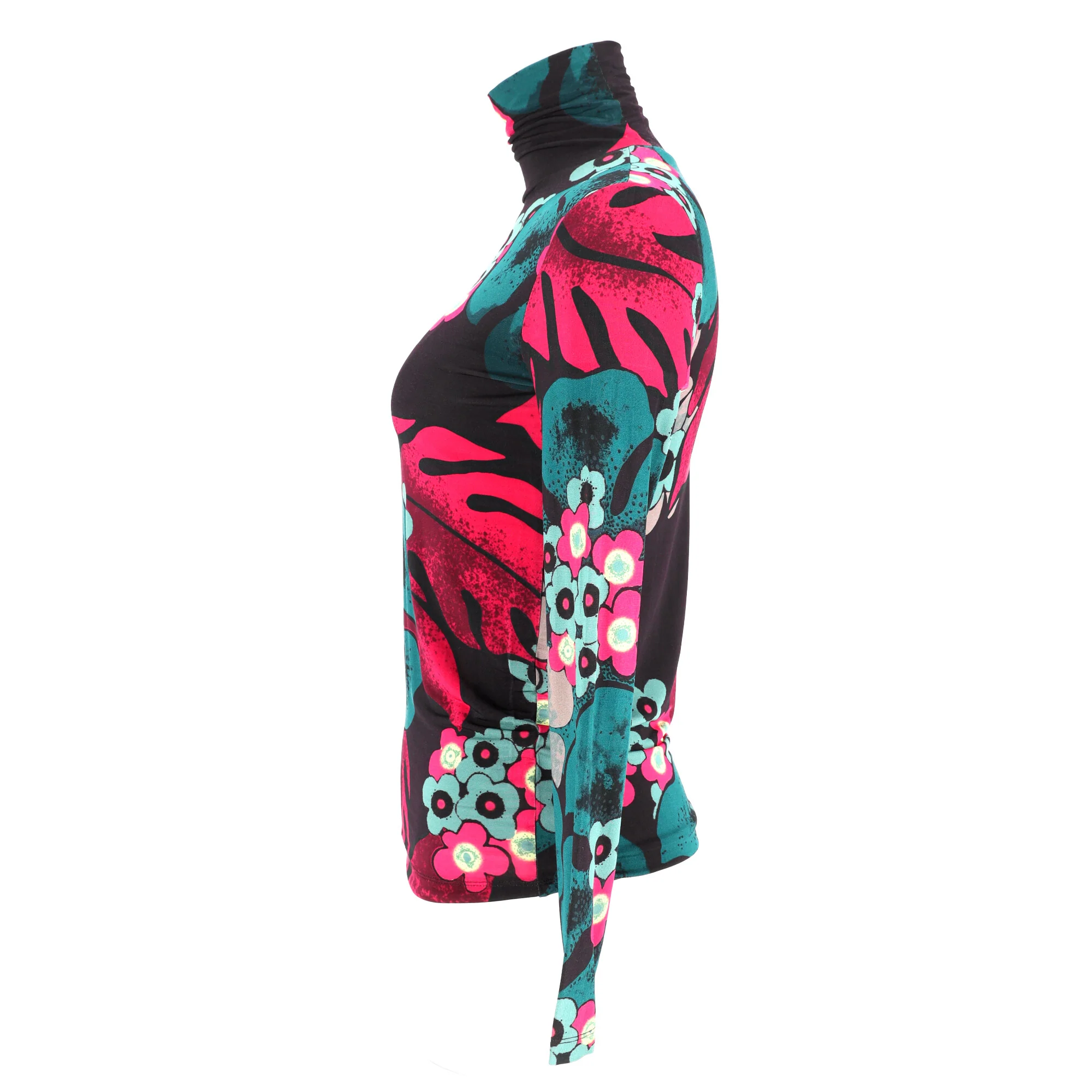 Women's Dries Van Noten Floral-Print Turtleneck Long Sleeve Top in Multicolor Rayon - Image 8