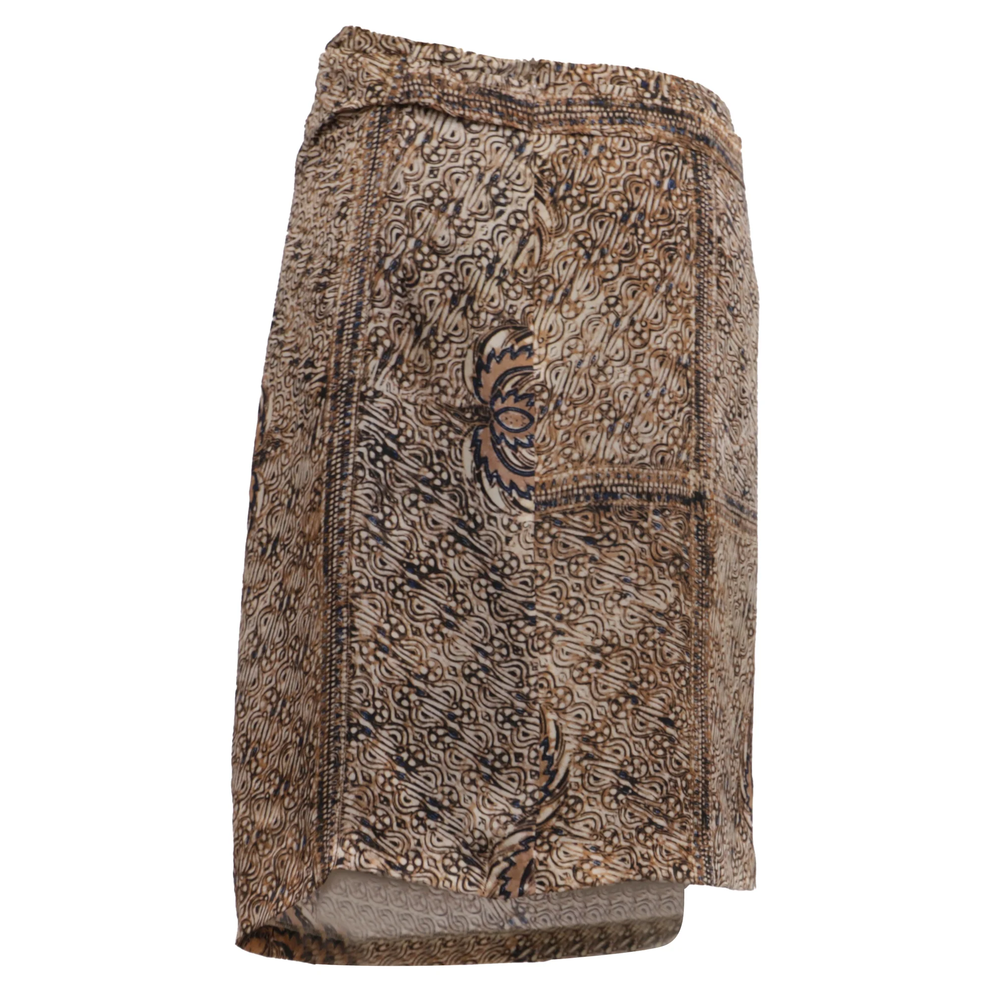 Women's Dries Van Noten Printed Asymmetric Midi Skirt in Brown Silk - Image 3