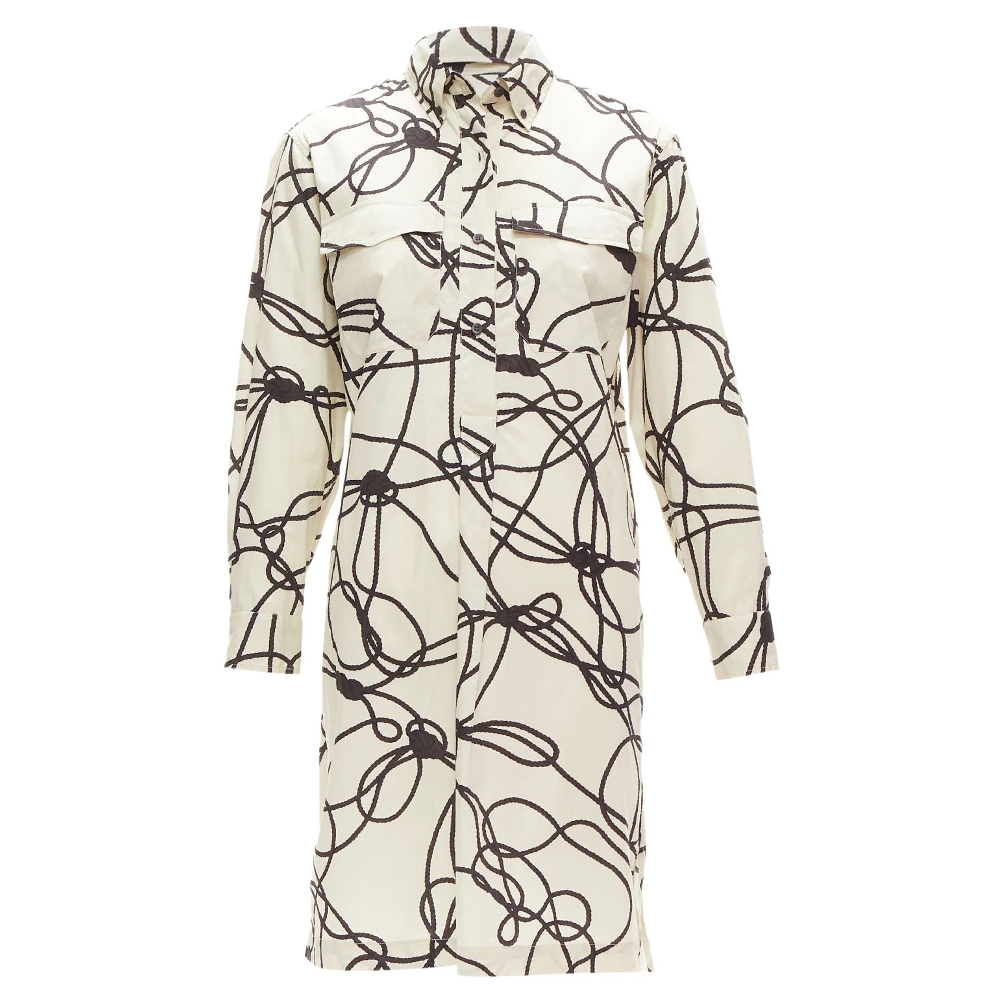 Women's Dries Van Noten rope print cotton pocketed shirt dress