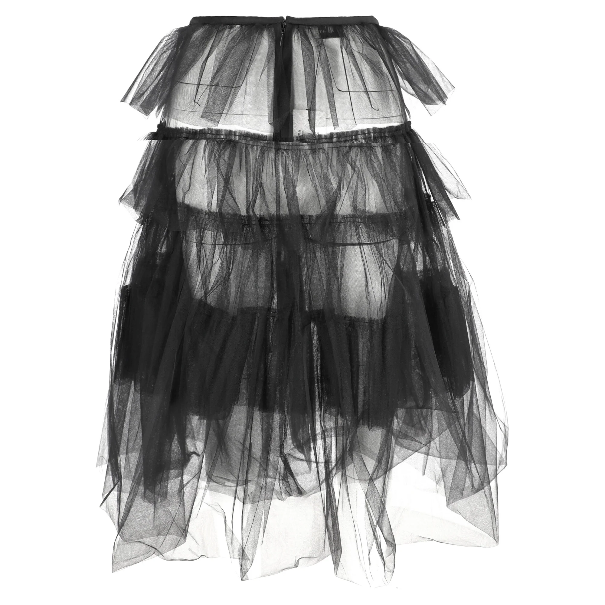 Women's Dries Van Noten Tulle Midi Tiered Skirt in Black Polyester - Image 3