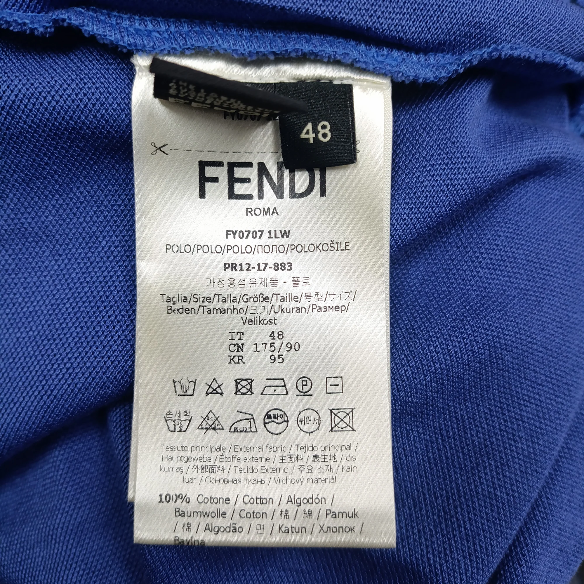 Men's Fendi Monster Eyes Polo Shirt in Navy Blue Cotton - Image 2