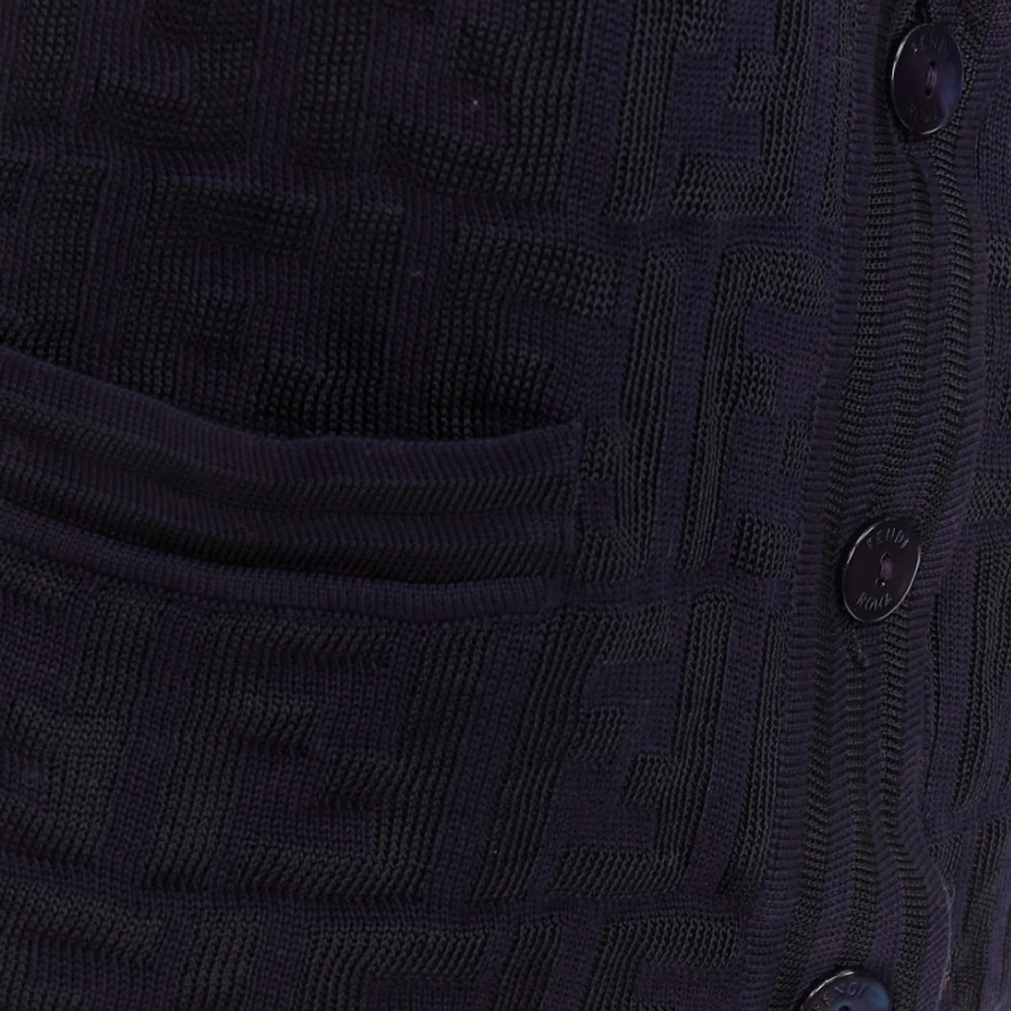 Women's FENDI 1990s Maglia Vintage black navy FF Zucca monogram knit vest top IT40 S - Image 7