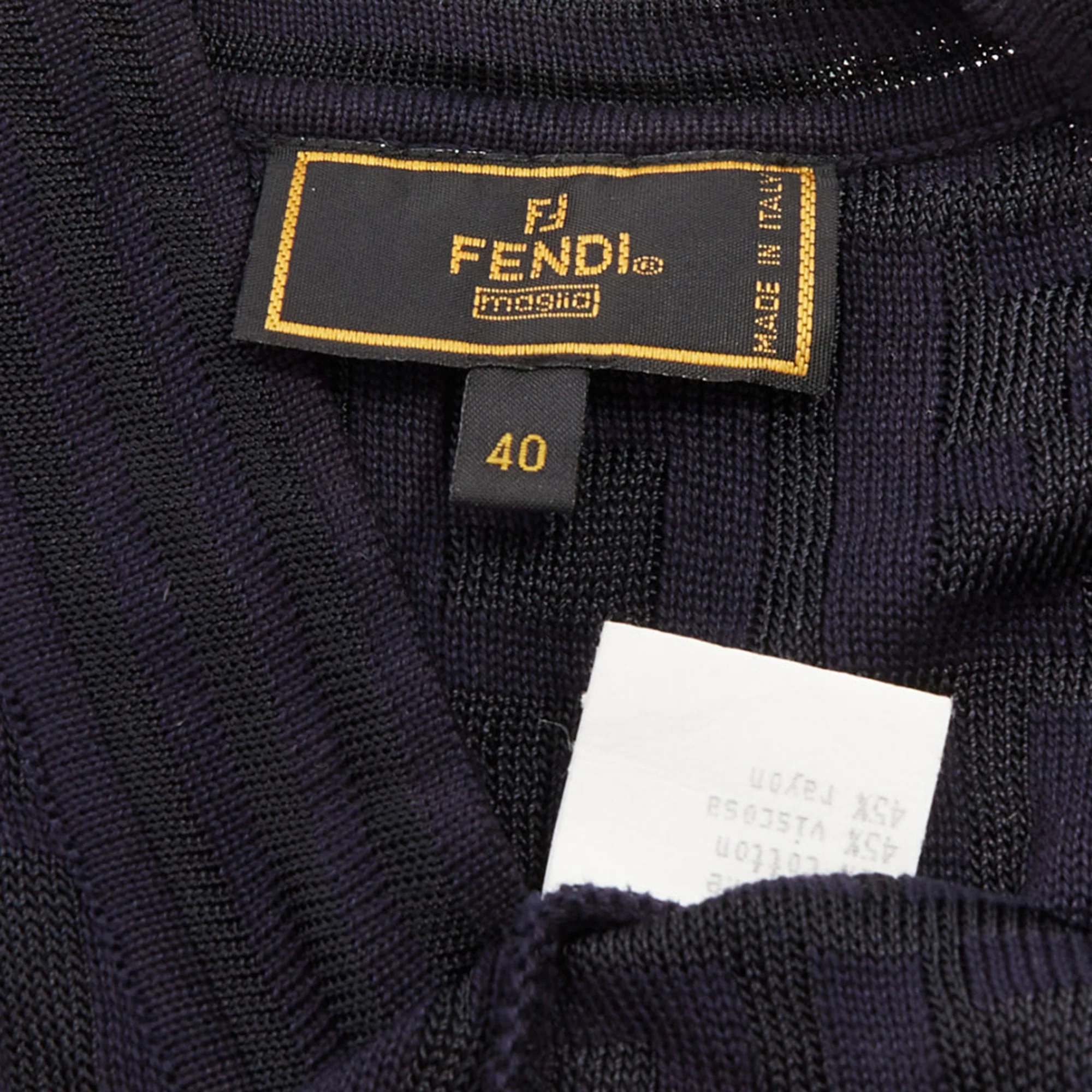 Women's FENDI 1990s Maglia Vintage black navy FF Zucca monogram knit vest top IT40 S - Image 8