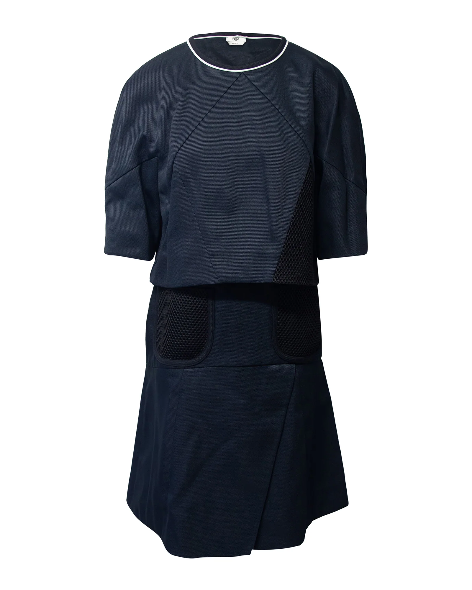Women's Fendi Dress with Cape and Mesh detail in Navy Blue Polyamide