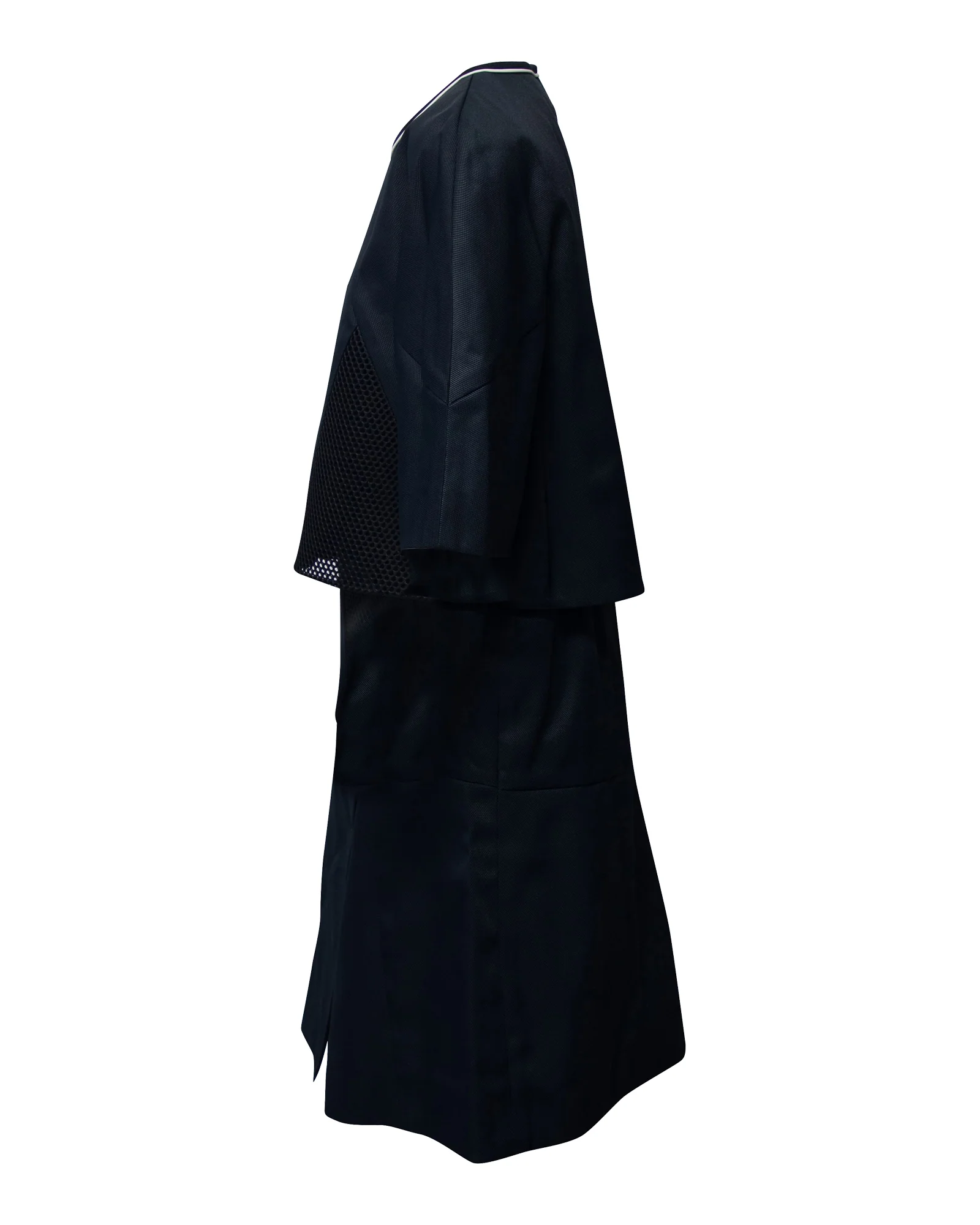 Women's Fendi Dress with Cape and Mesh detail in Navy Blue Polyamide - Image 2